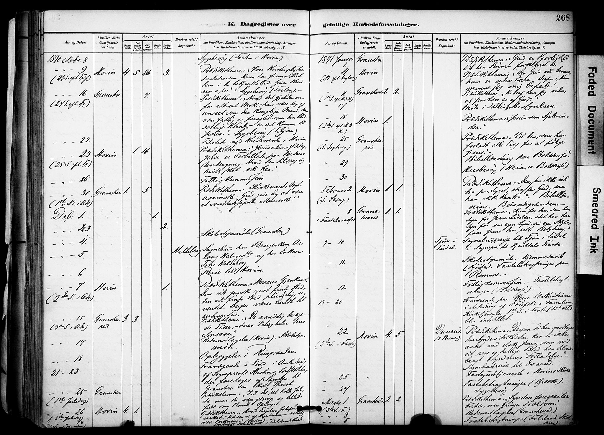 Gransherad kirkebøker, AV/SAKO-A-267/F/Fa/L0005: Parish register (official) no. I 5, 1887-1916, p. 268