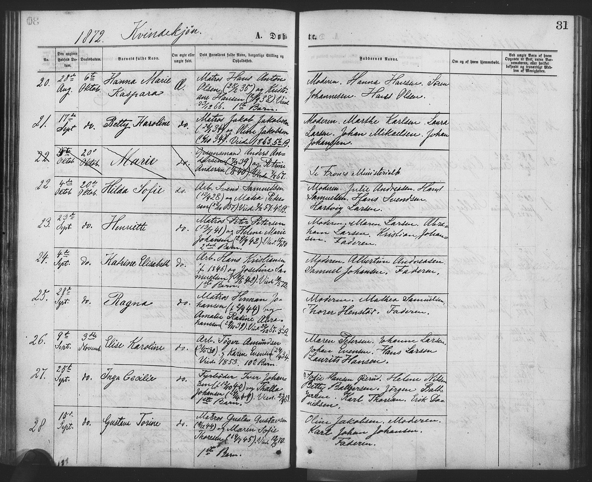 Drøbak prestekontor Kirkebøker, AV/SAO-A-10142a/F/Fa/L0003: Parish register (official) no. I 3, 1871-1877, p. 31