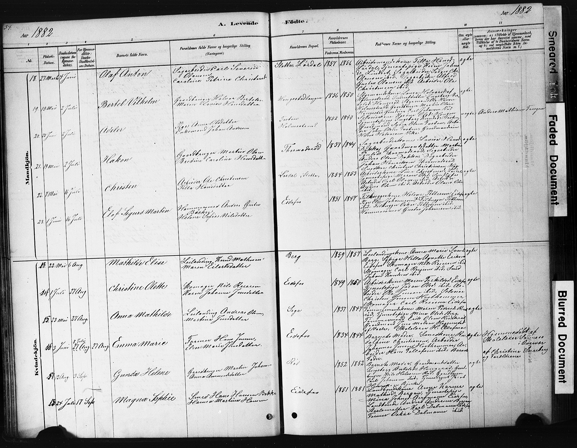 Hof kirkebøker, AV/SAKO-A-64/G/Ga/L0004: Parish register (copy) no. I 4, 1878-1930, p. 34