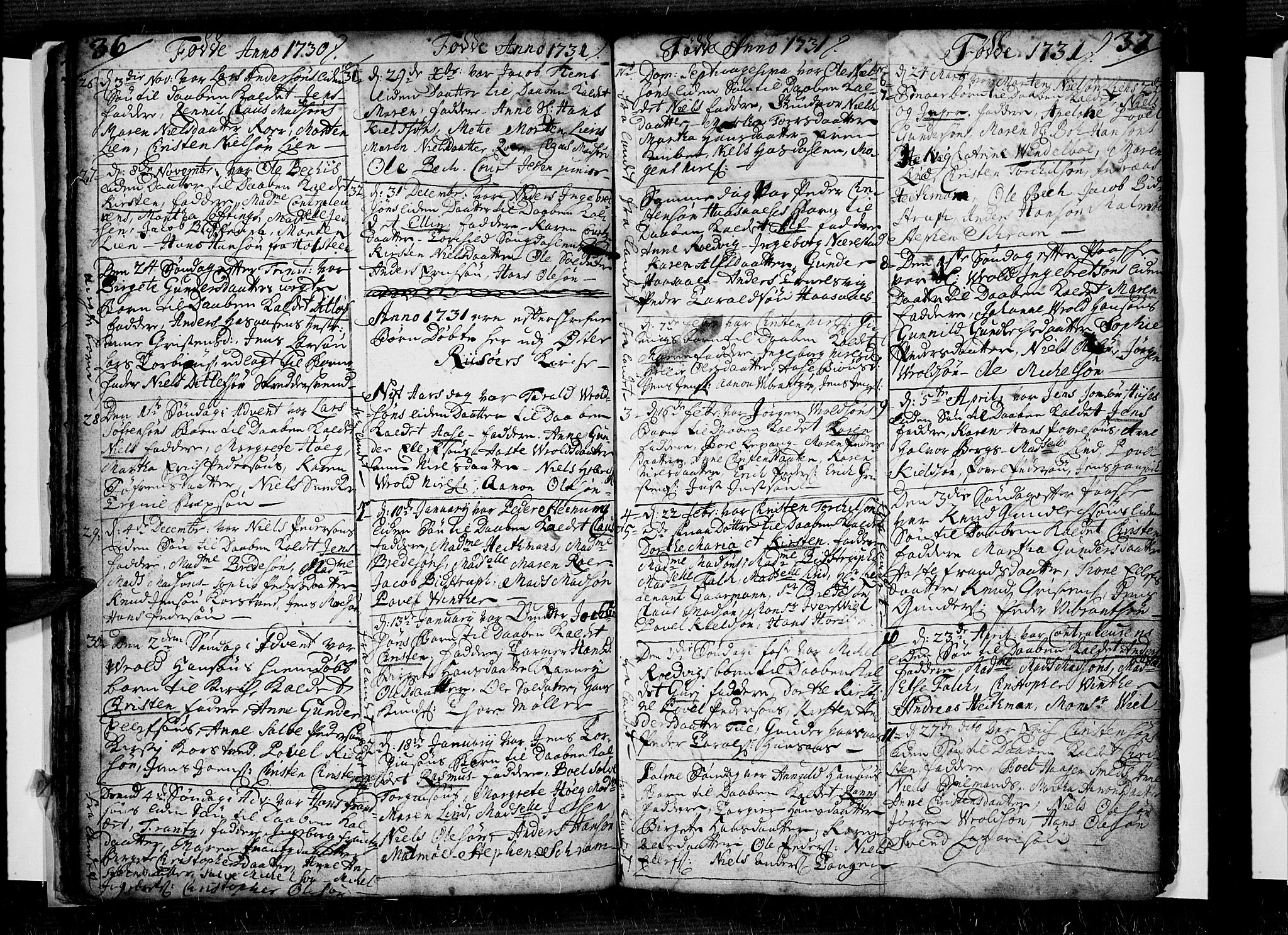 Risør sokneprestkontor, SAK/1111-0035/F/Fb/L0001: Parish register (copy) no. B 1, 1716-1747, p. 36-37