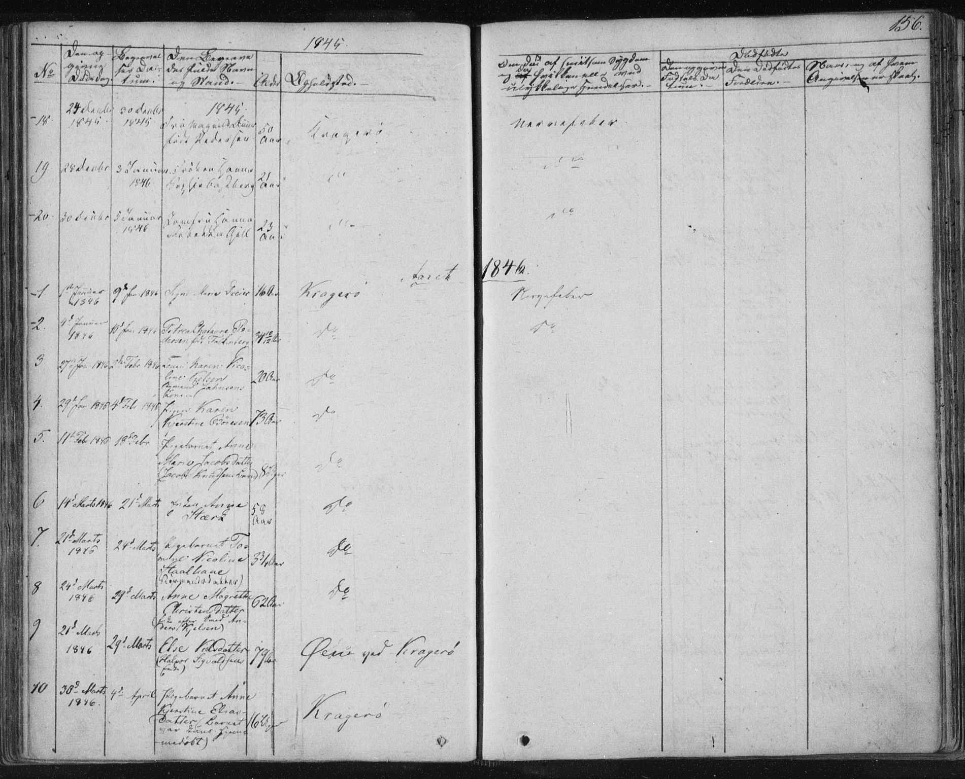 Kragerø kirkebøker, SAKO/A-278/F/Fa/L0005: Parish register (official) no. 5, 1832-1847, p. 156