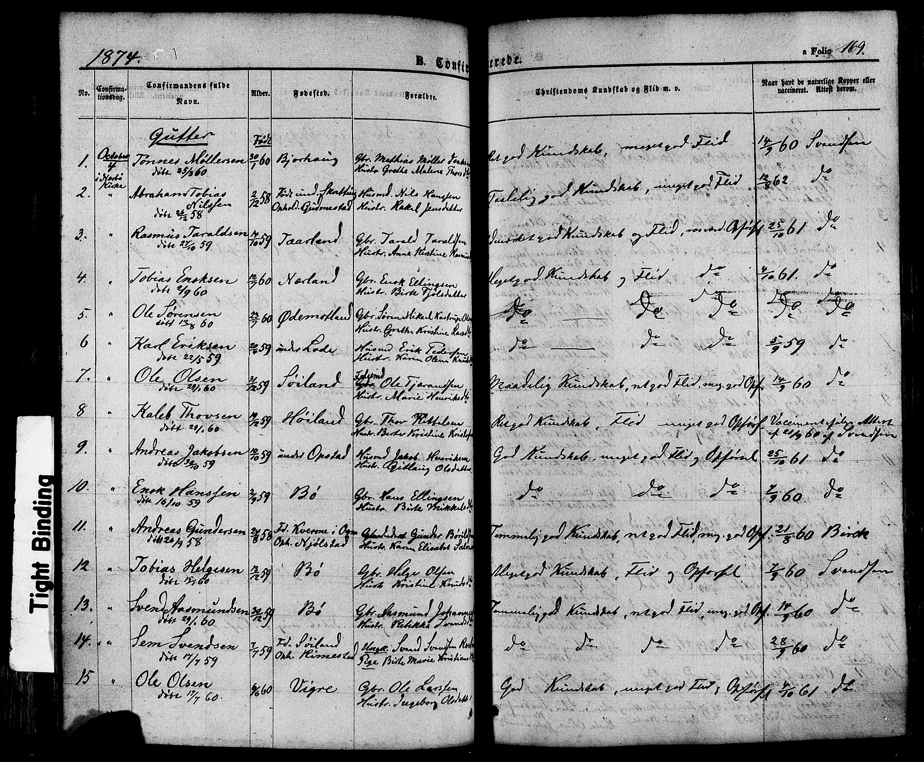 Hå sokneprestkontor, SAST/A-101801/001/30BA/L0008: Parish register (official) no. A 7, 1853-1878, p. 169