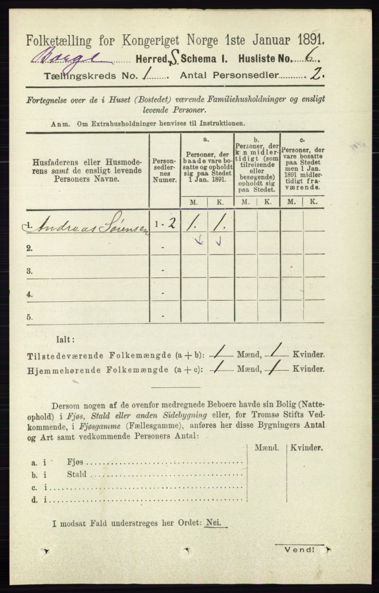 RA, 1891 census for 0113 Borge, 1891, p. 33