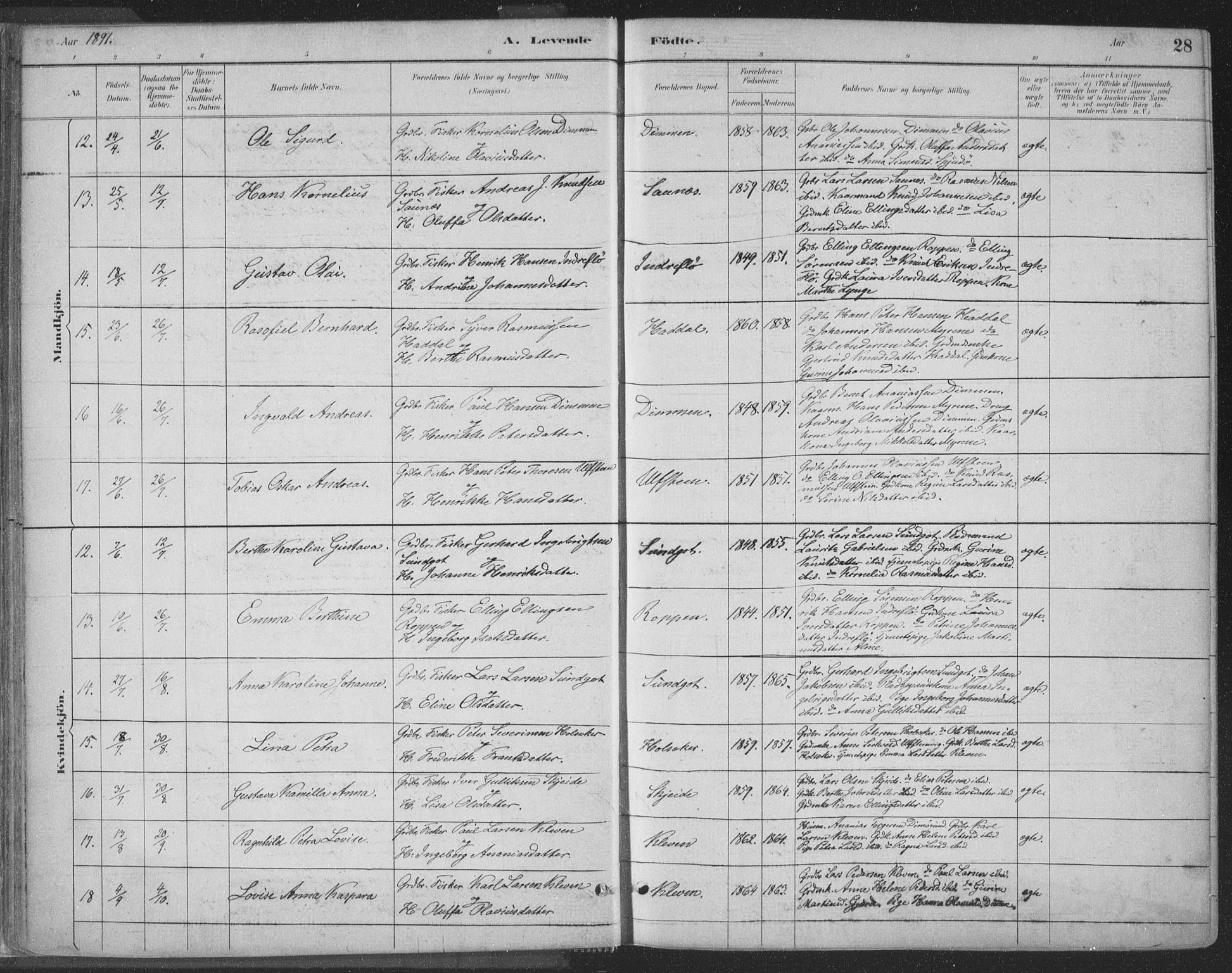 Ministerialprotokoller, klokkerbøker og fødselsregistre - Møre og Romsdal, SAT/A-1454/509/L0106: Parish register (official) no. 509A04, 1883-1922, p. 28