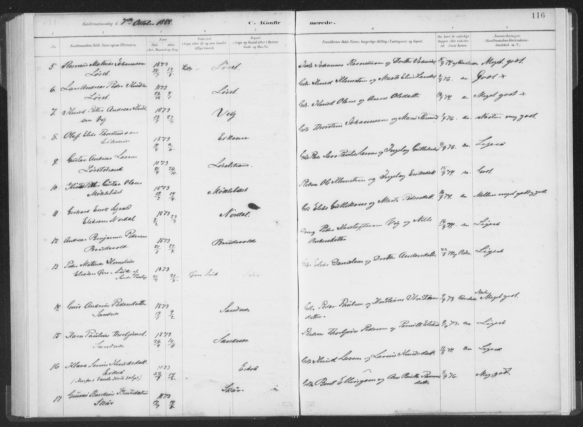 Ministerialprotokoller, klokkerbøker og fødselsregistre - Møre og Romsdal, AV/SAT-A-1454/502/L0025: Parish register (official) no. 502A03, 1885-1909, p. 116