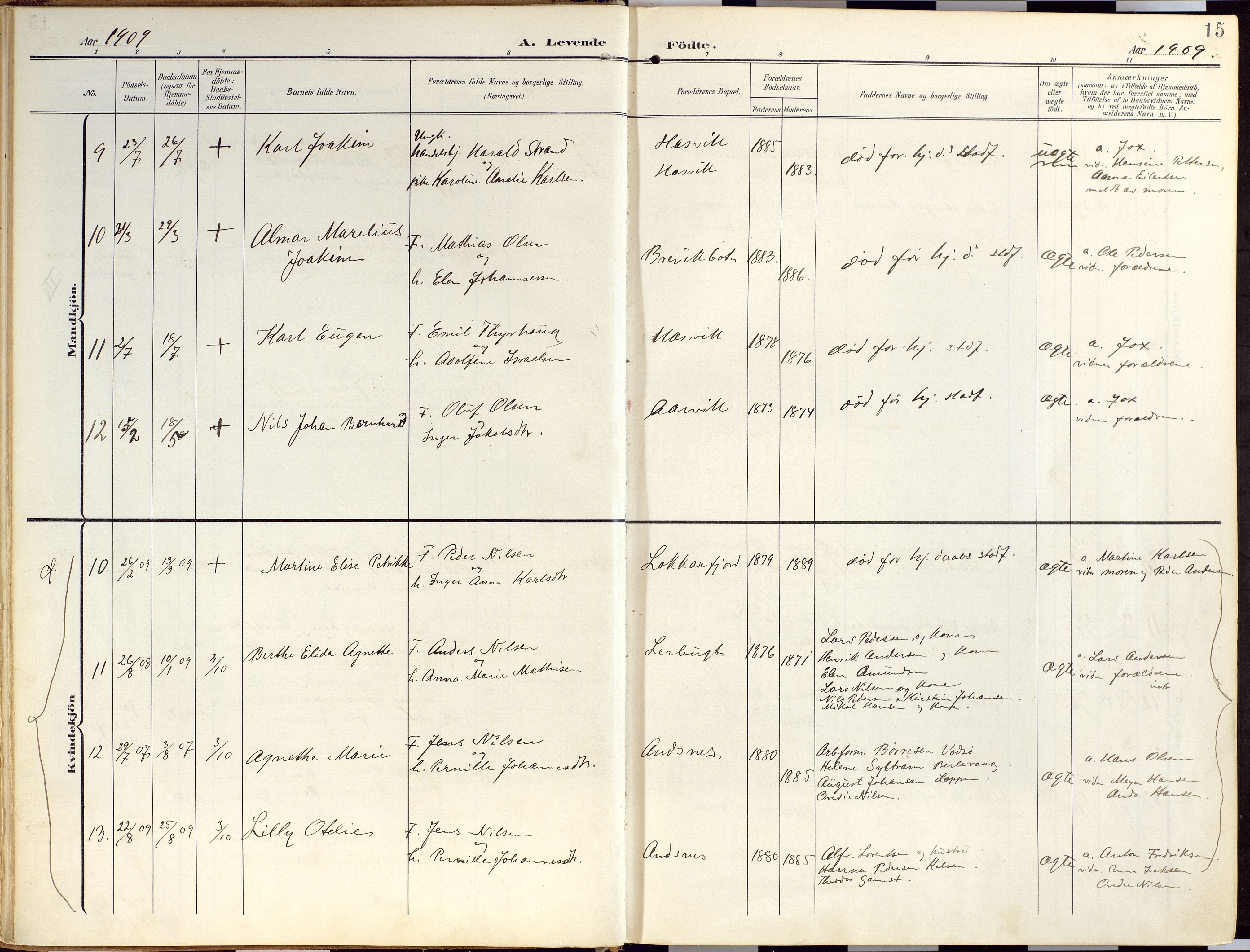 Loppa sokneprestkontor, AV/SATØ-S-1339/H/Ha/L0010kirke: Parish register (official) no. 10, 1907-1922, p. 15