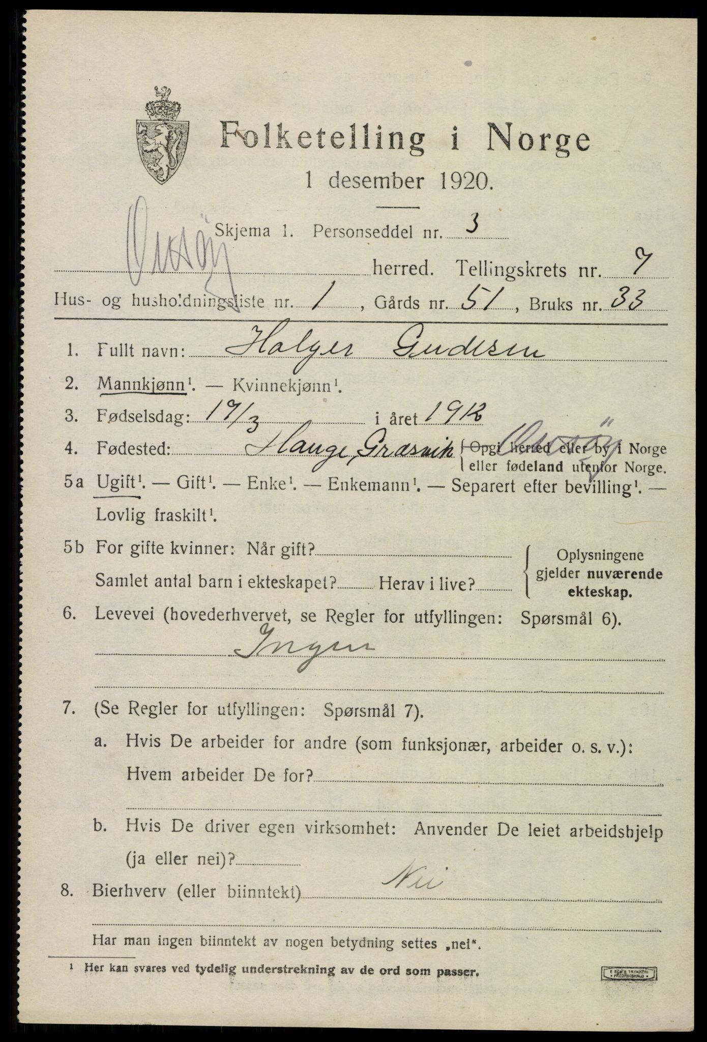 SAO, 1920 census for Onsøy, 1920, p. 10572