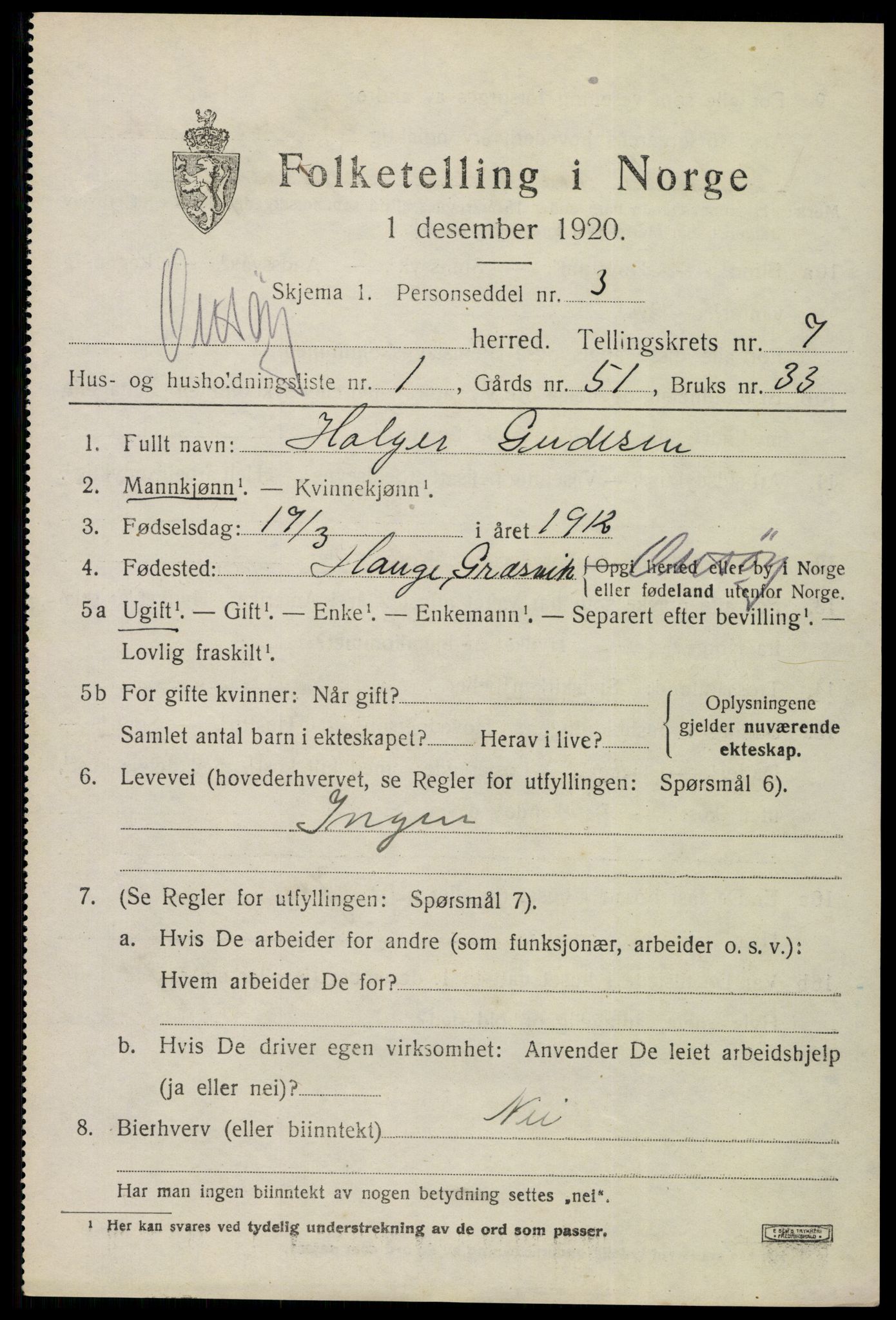 SAO, 1920 census for Onsøy, 1920, p. 10572