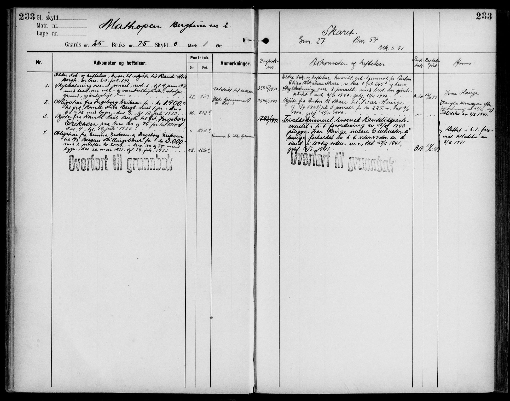 Midhordland sorenskriveri, AV/SAB-A-3001/1/G/Ga/Gab/L0109: Mortgage register no. II.A.b.109, p. 233
