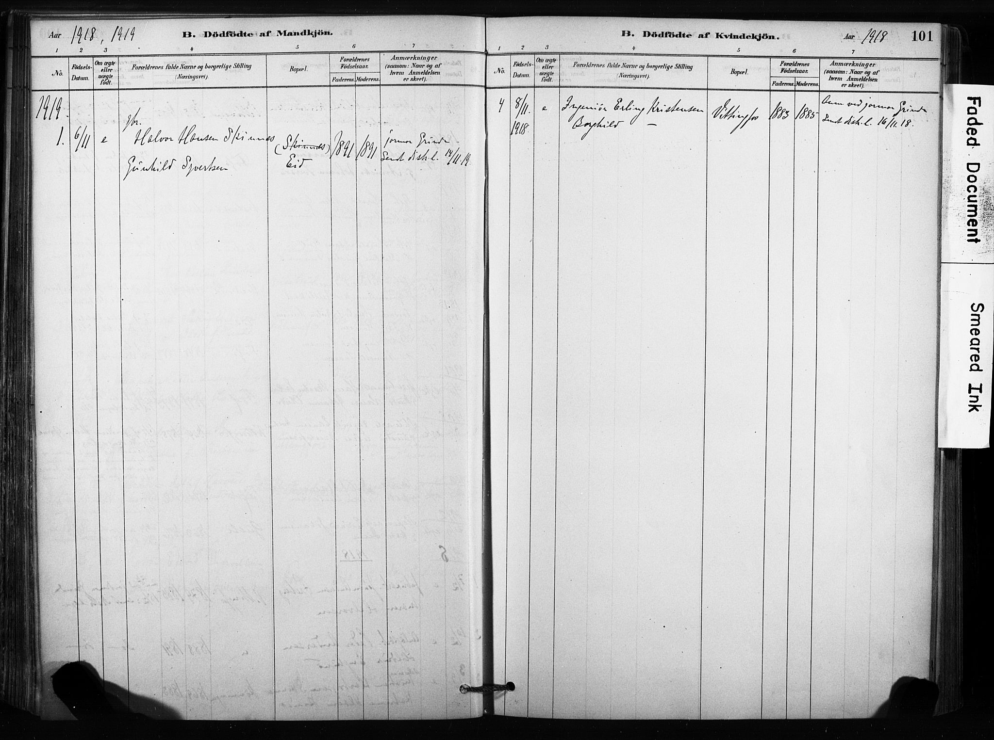 Sandsvær kirkebøker, SAKO/A-244/F/Fc/L0001: Parish register (official) no. III 1, 1878-1923, p. 101