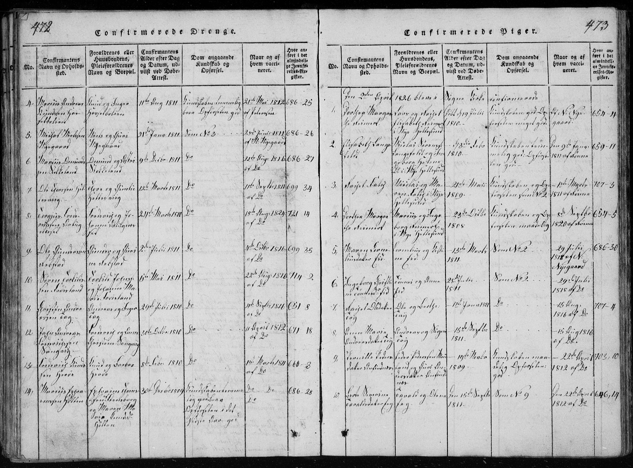 Søgne sokneprestkontor, AV/SAK-1111-0037/F/Fb/Fbb/L0002: Parish register (copy) no. B 2, 1821-1838, p. 472-473