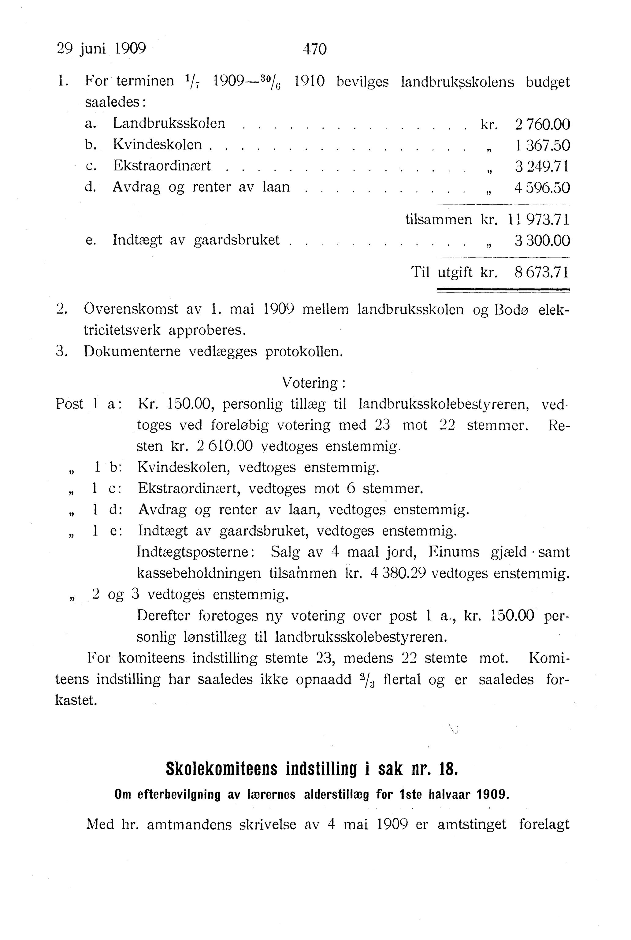 Nordland Fylkeskommune. Fylkestinget, AIN/NFK-17/176/A/Ac/L0032: Fylkestingsforhandlinger 1909, 1909