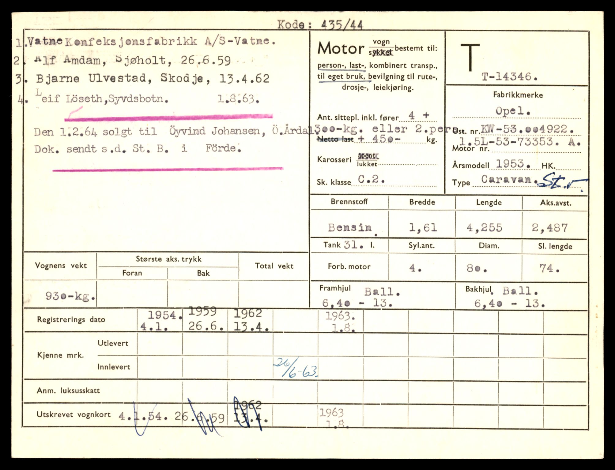 Møre og Romsdal vegkontor - Ålesund trafikkstasjon, AV/SAT-A-4099/F/Fe/L0045: Registreringskort for kjøretøy T 14320 - T 14444, 1927-1998, p. 659