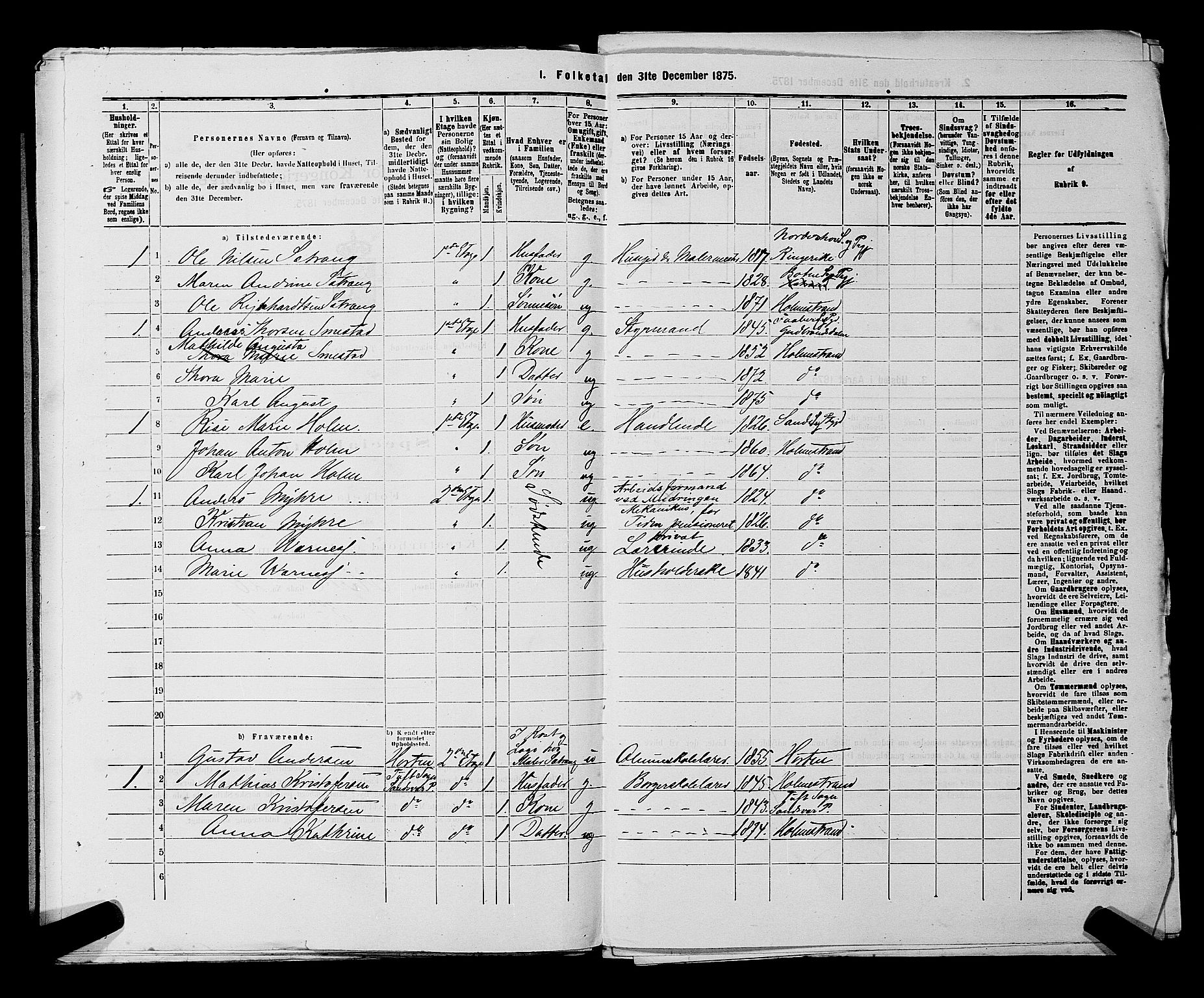 SAKO, 1875 census for 0702P Holmestrand, 1875, p. 139