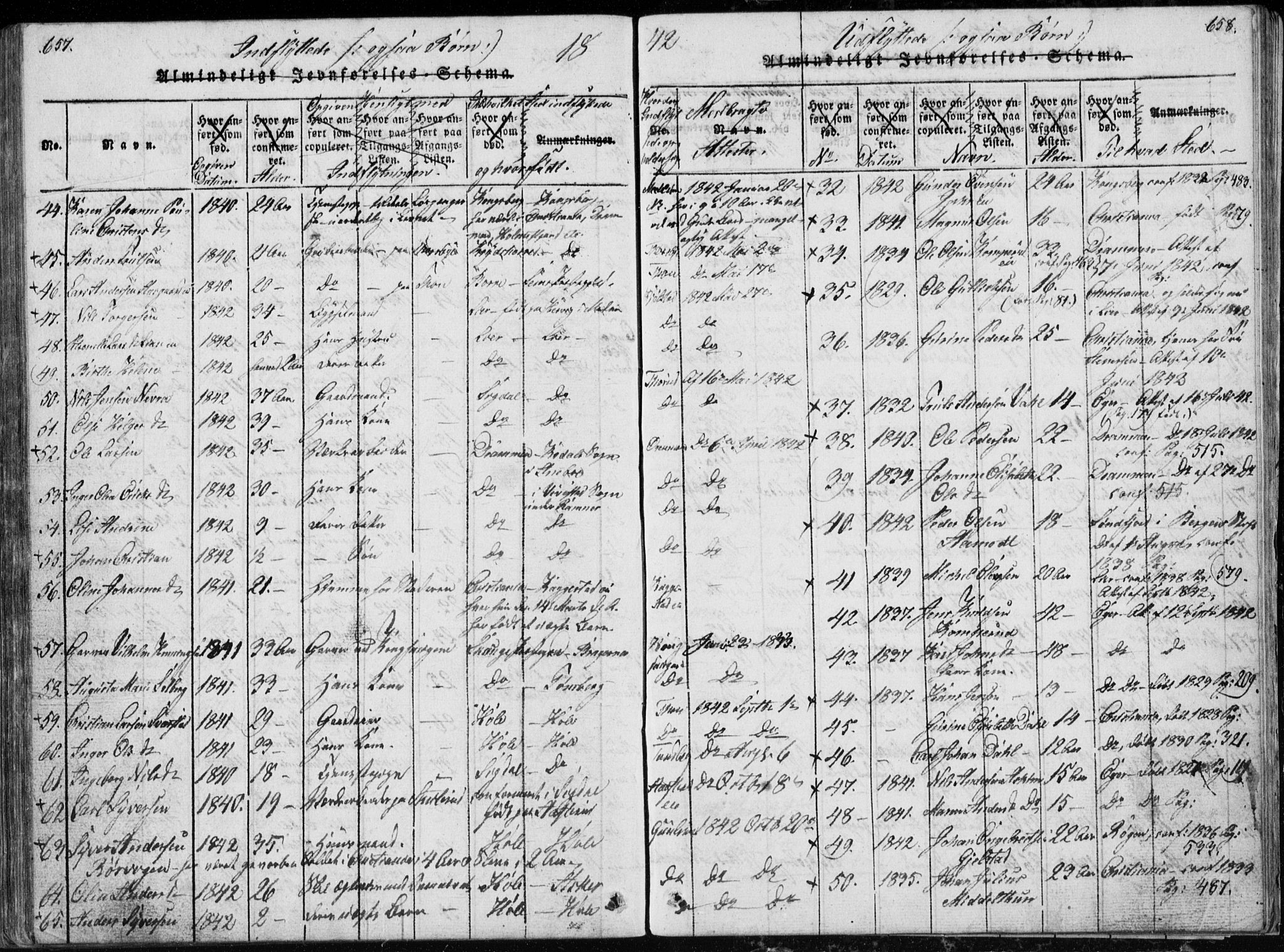 Modum kirkebøker, AV/SAKO-A-234/G/Ga/L0002: Parish register (copy) no. I 2, 1824-1832, p. 657-658