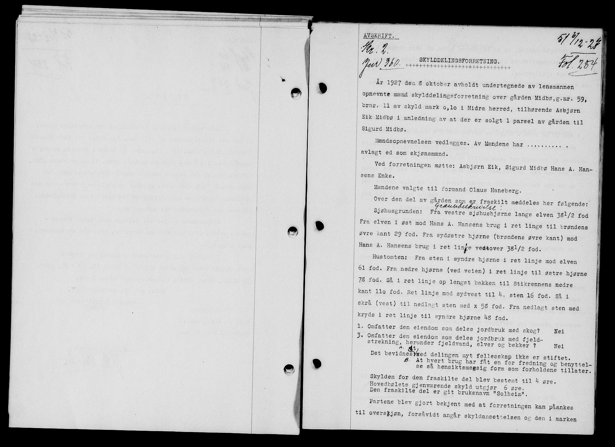 Flekkefjord sorenskriveri, AV/SAK-1221-0001/G/Gb/Gba/L0043: Mortgage book no. 41, 1926-1927, Deed date: 06.12.1927