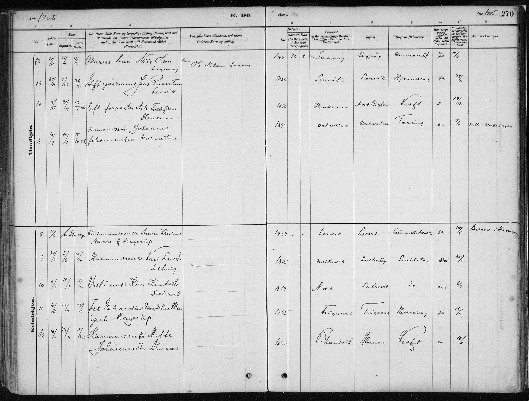 Stord sokneprestembete, AV/SAB-A-78201/H/Haa: Parish register (official) no. B 2, 1878-1913, p. 270