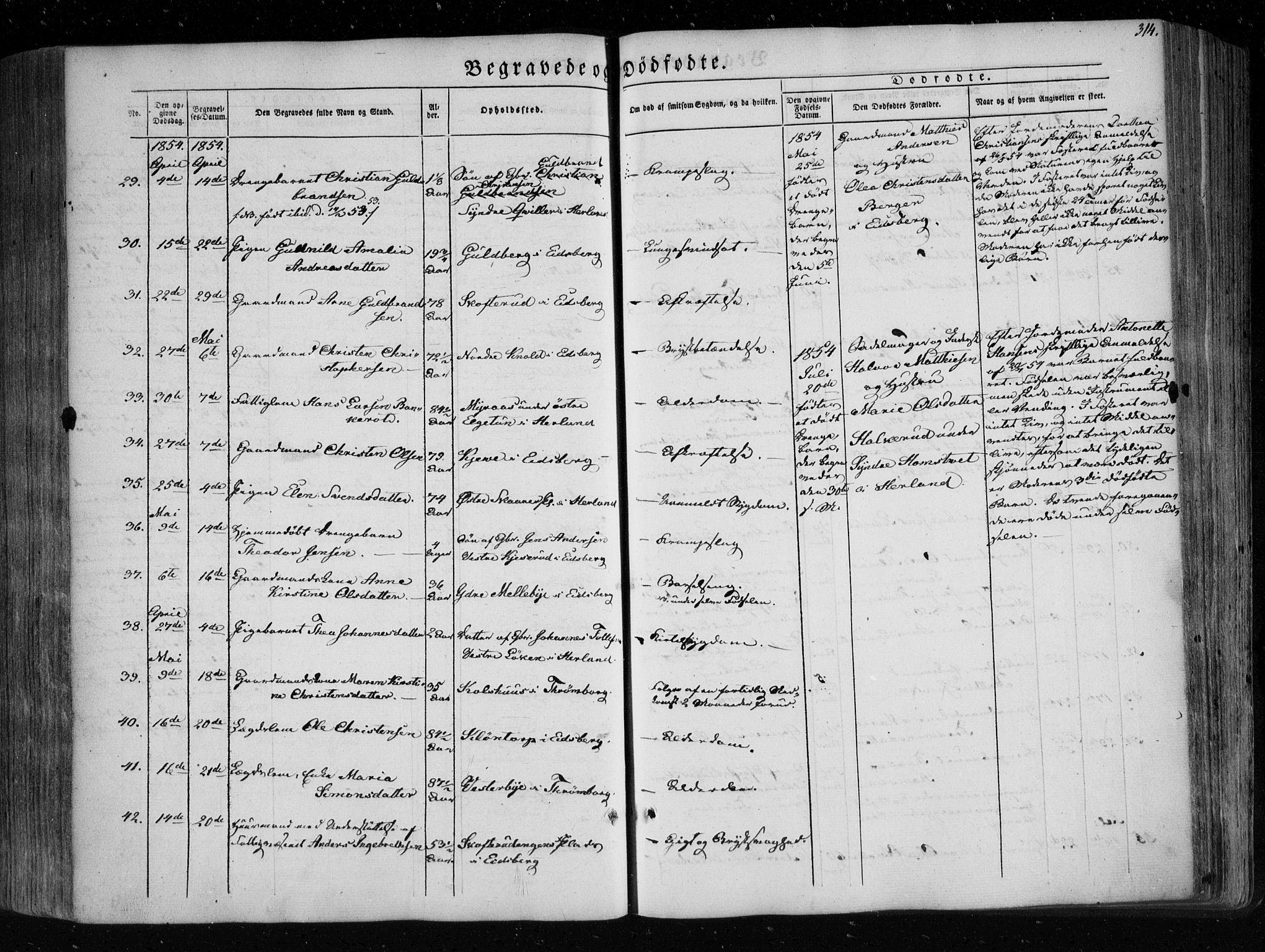 Eidsberg prestekontor Kirkebøker, AV/SAO-A-10905/F/Fa/L0009: Parish register (official) no. I 9, 1849-1856, p. 314