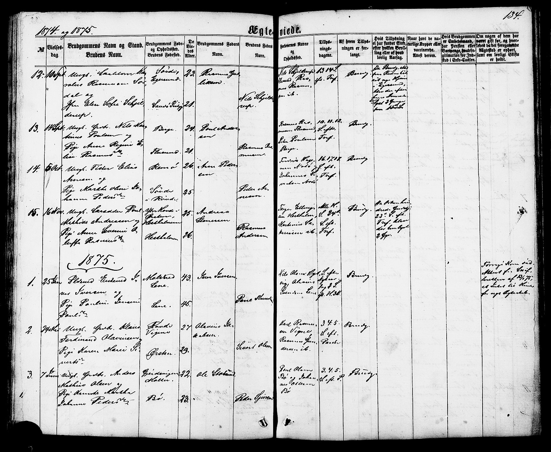 Ministerialprotokoller, klokkerbøker og fødselsregistre - Møre og Romsdal, AV/SAT-A-1454/507/L0071: Parish register (official) no. 507A06, 1863-1878, p. 134