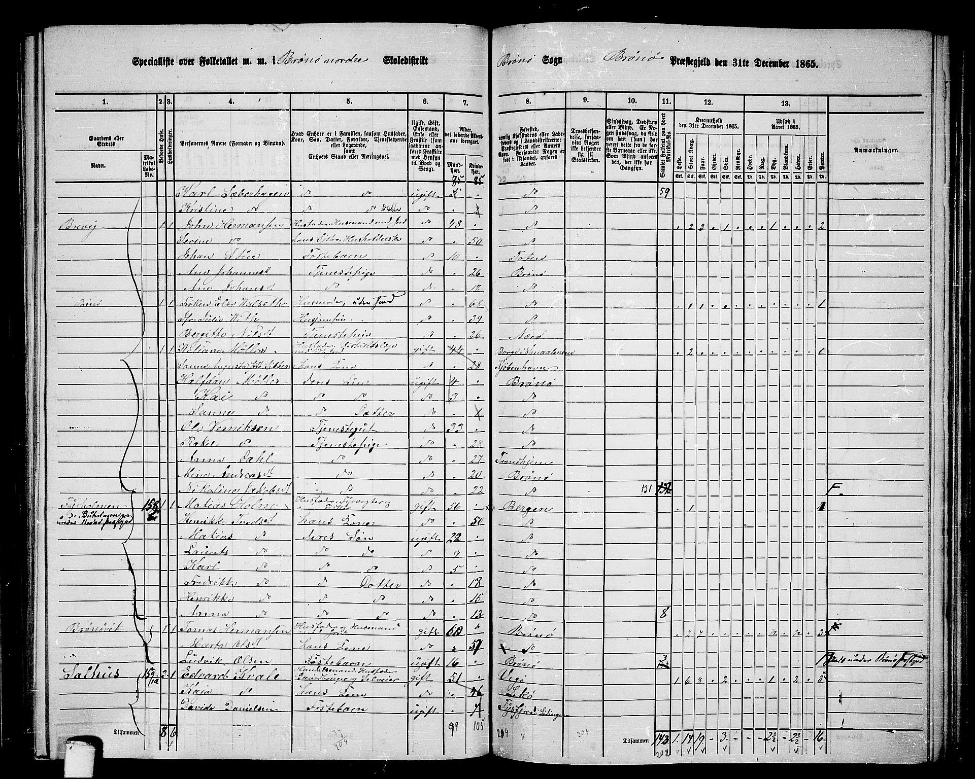 RA, 1865 census for Brønnøy, 1865, p. 153