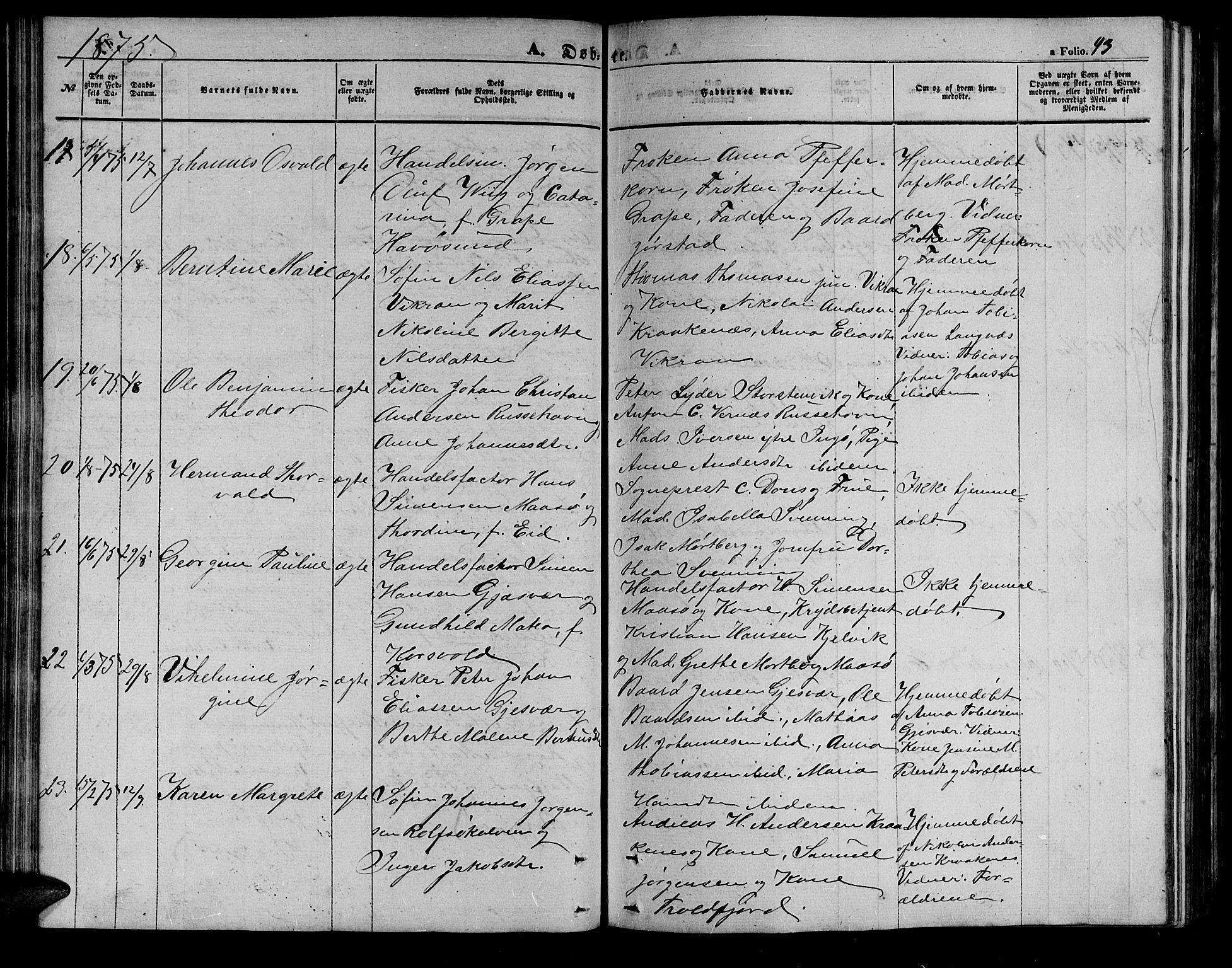 Måsøy sokneprestkontor, SATØ/S-1348/H/Hb/L0001klokker: Parish register (copy) no. 1, 1852-1877, p. 93