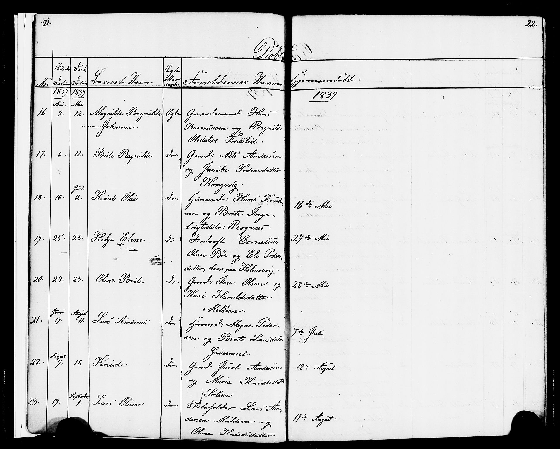 Hornindal sokneprestembete, AV/SAB-A-82401/H/Haa/Haaa/L0001: Parish register (official) no. A 1, 1837-1866, p. 20-21