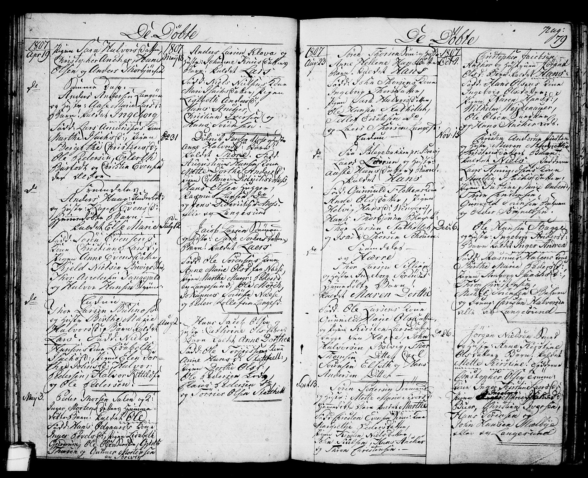 Langesund kirkebøker, SAKO/A-280/G/Ga/L0002: Parish register (copy) no. 2, 1801-1815, p. 79