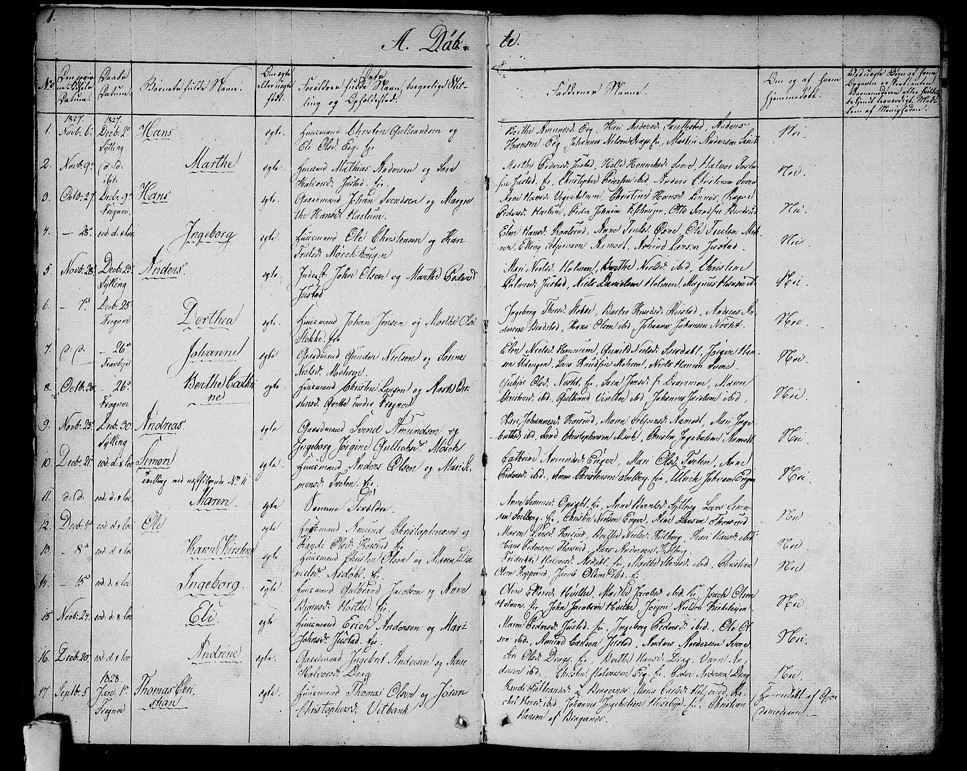 Lier kirkebøker, SAKO/A-230/F/Fa/L0010: Parish register (official) no. I 10, 1827-1843, p. 1