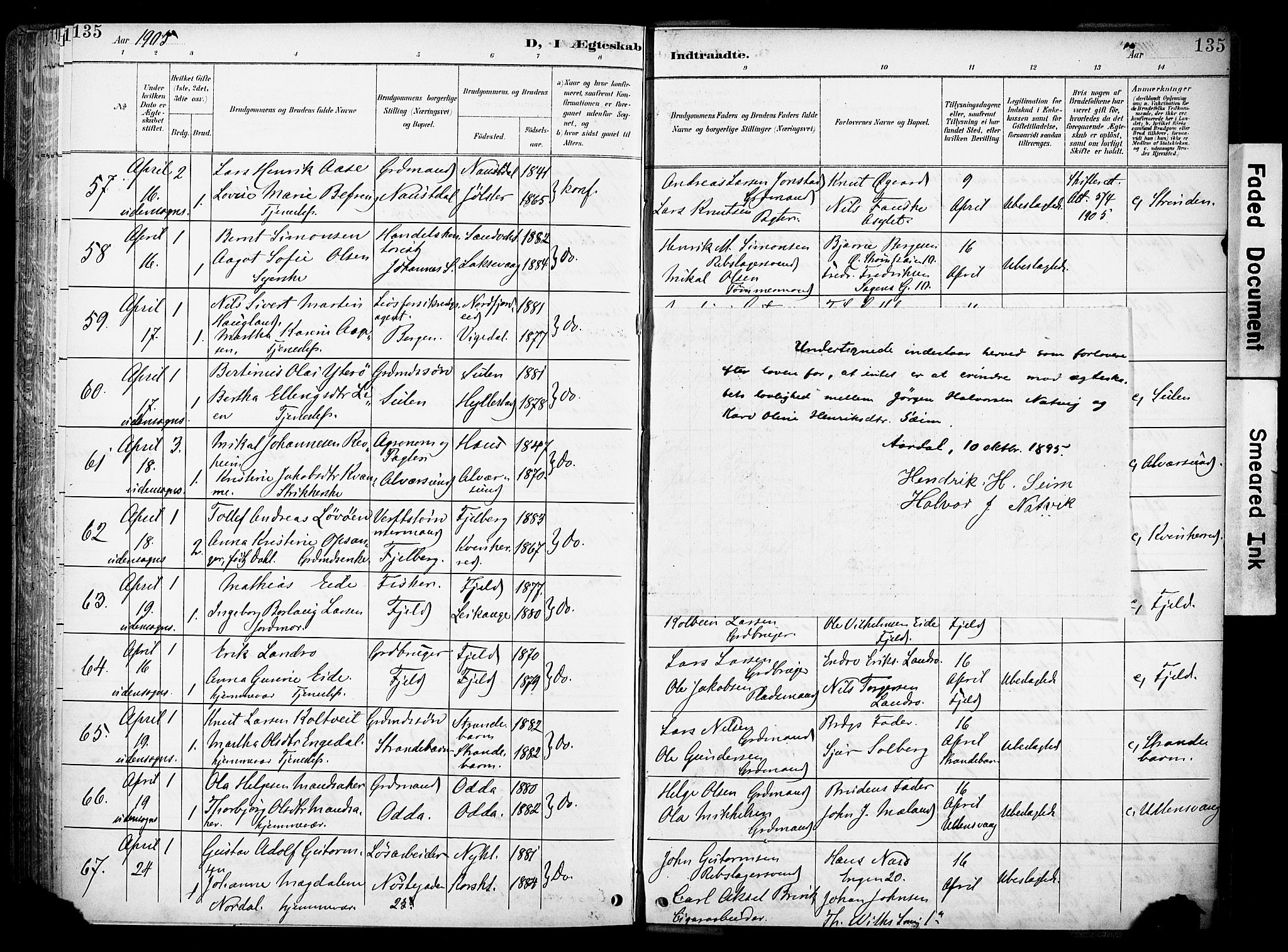 Nykirken Sokneprestembete, SAB/A-77101/H/Haa/L0034: Parish register (official) no. D 4, 1896-1905, p. 135