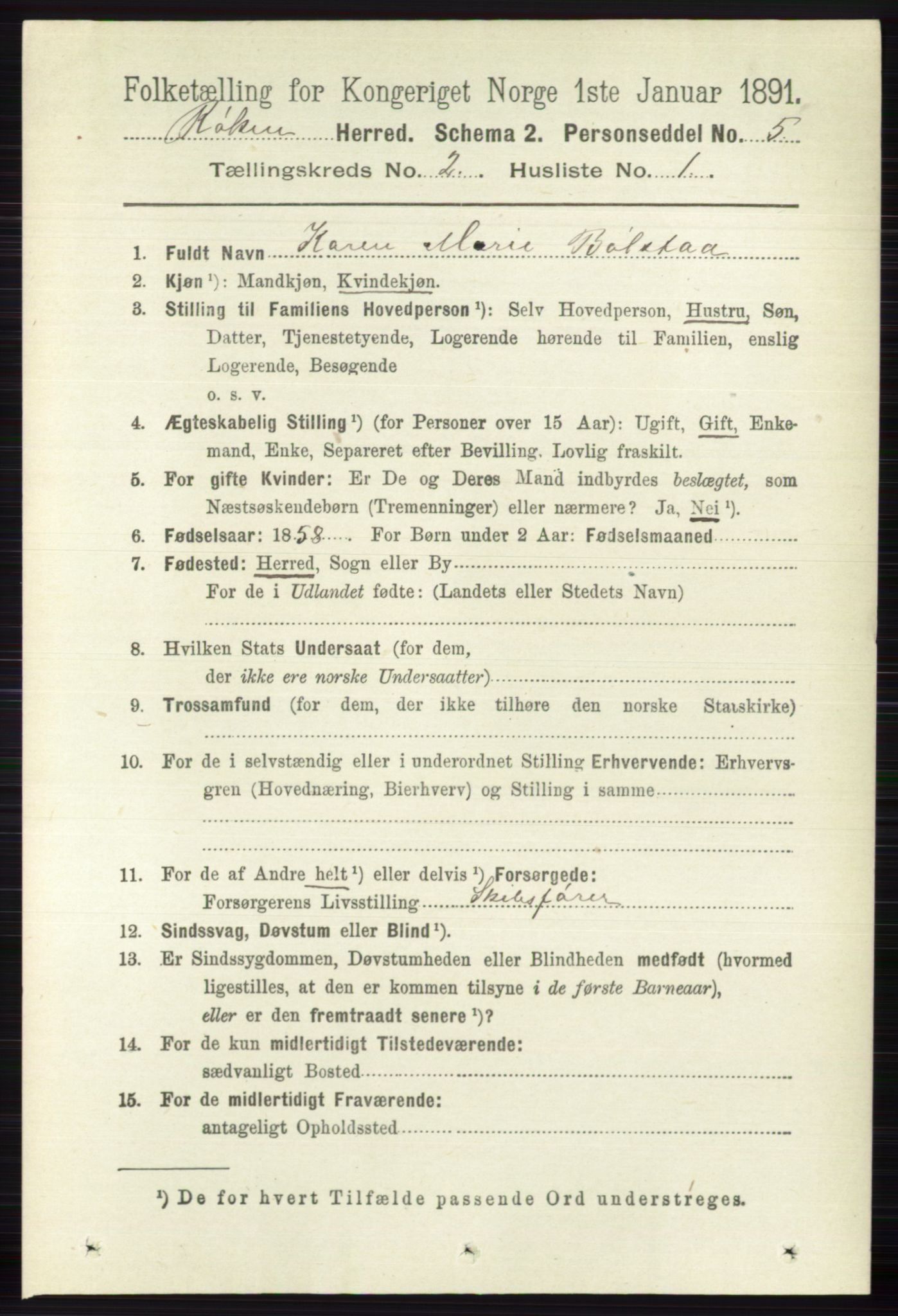 RA, 1891 census for 0627 Røyken, 1891, p. 552