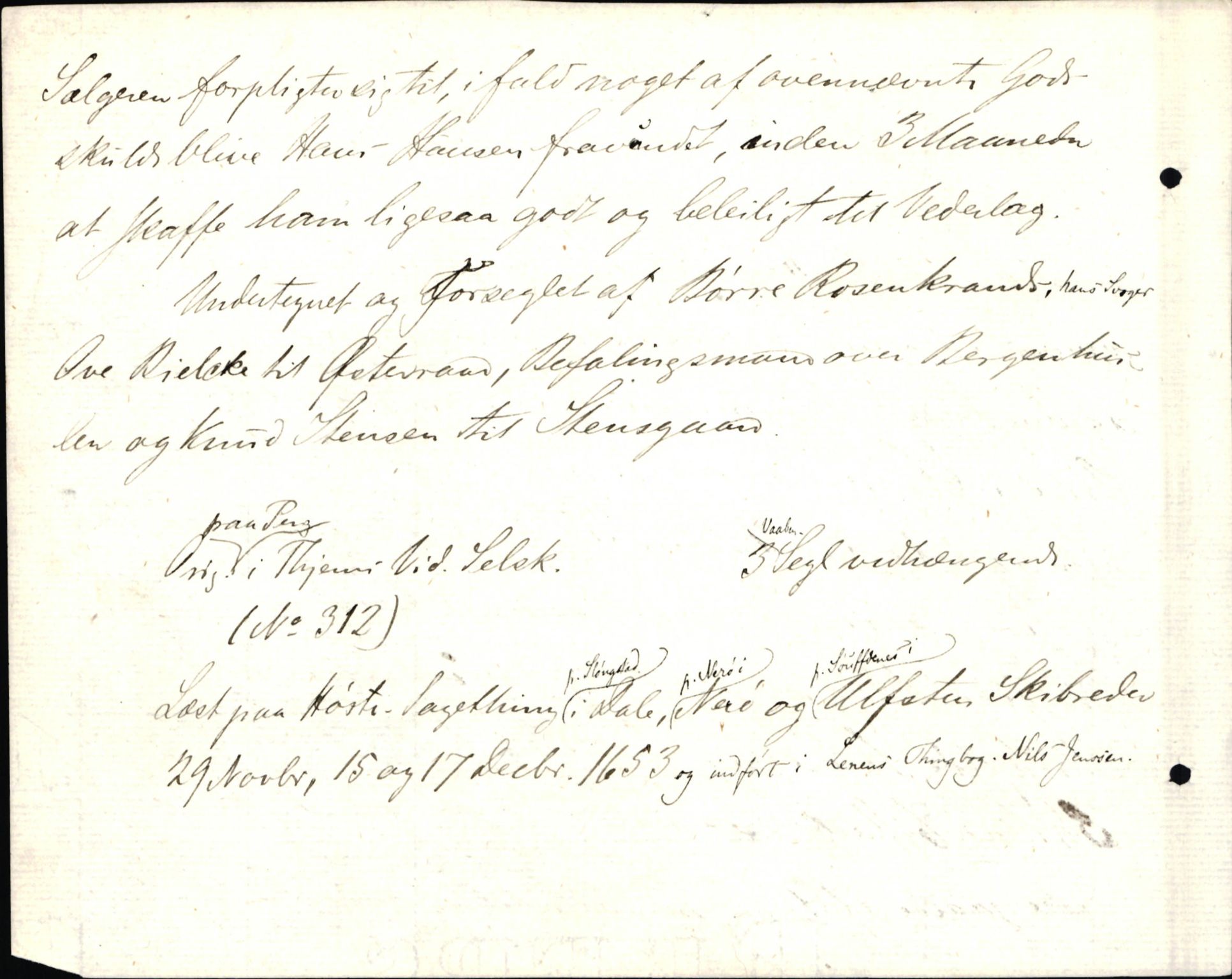 Riksarkivets diplomsamling, AV/RA-EA-5965/F35/F35d/L0004: Innlånte diplomer, seddelregister, 1643-1660, p. 218