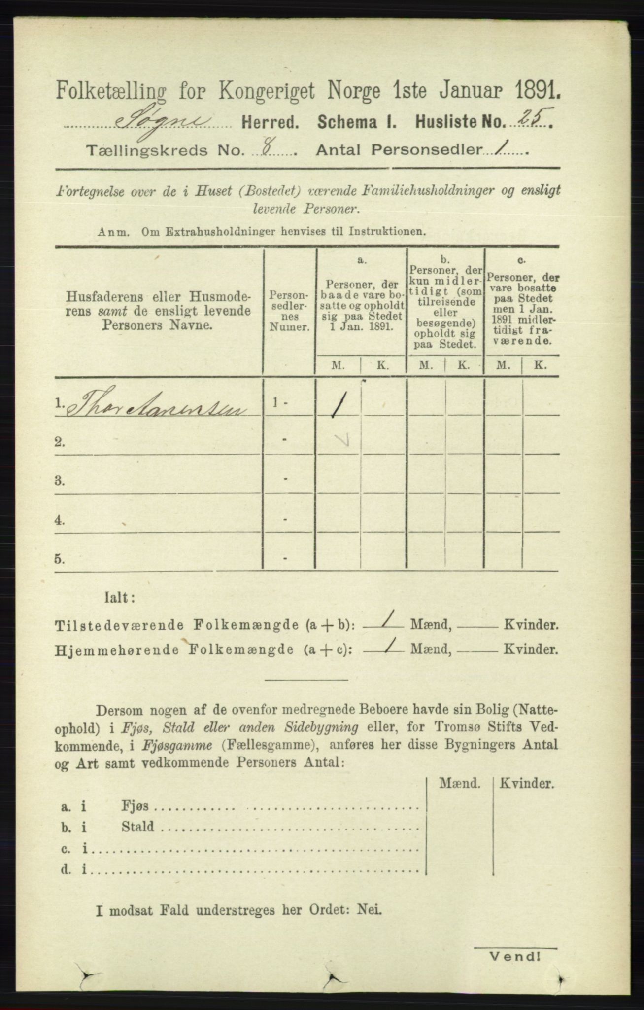 RA, 1891 census for 1018 Søgne, 1891, p. 2192