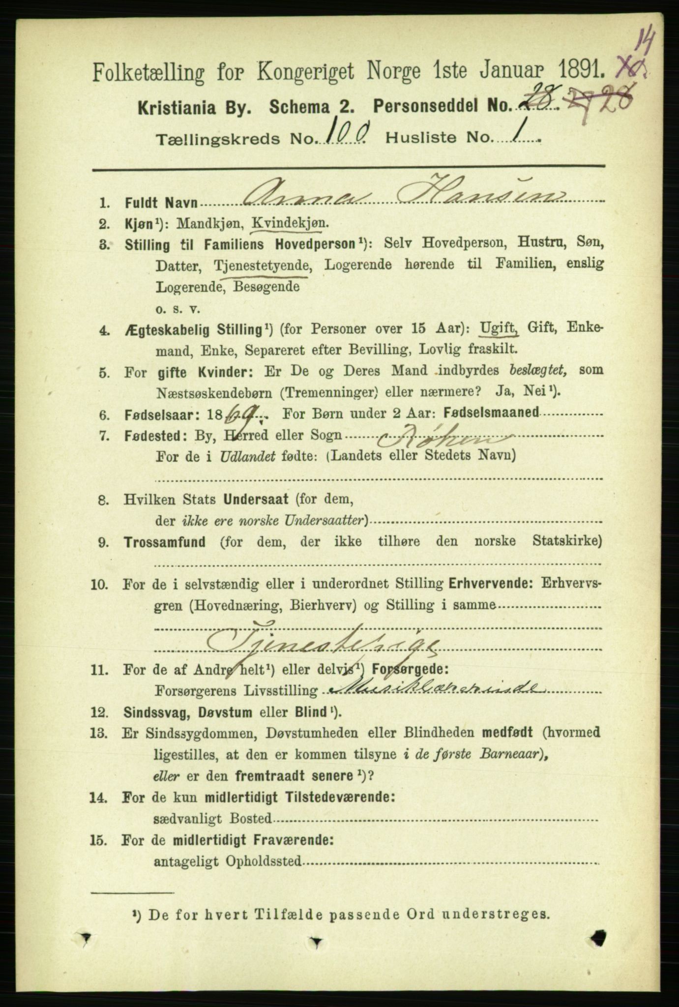 RA, 1891 census for 0301 Kristiania, 1891, p. 49203