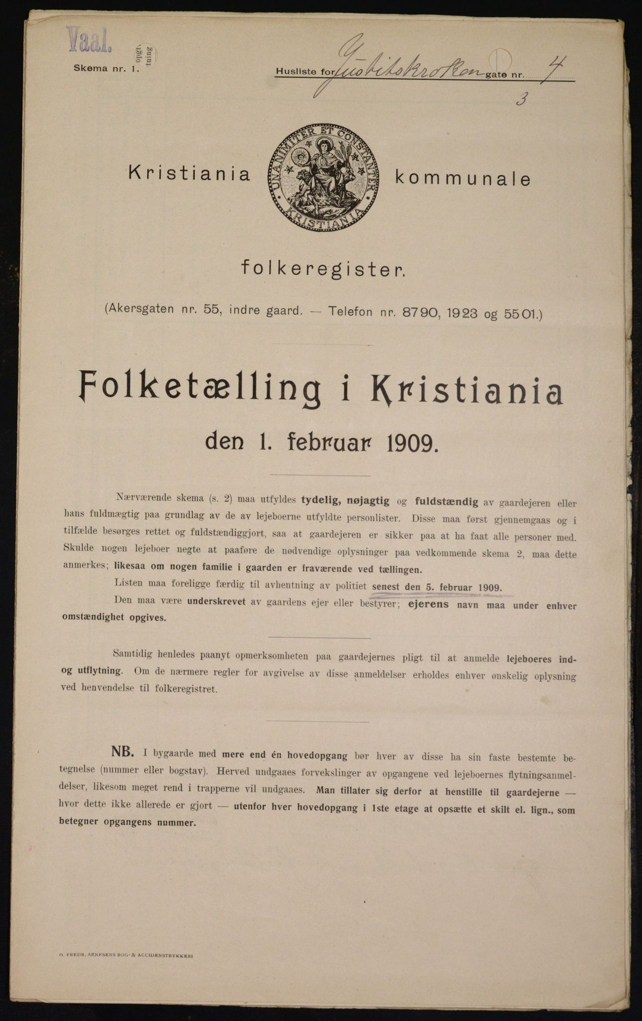 OBA, Municipal Census 1909 for Kristiania, 1909, p. 43539