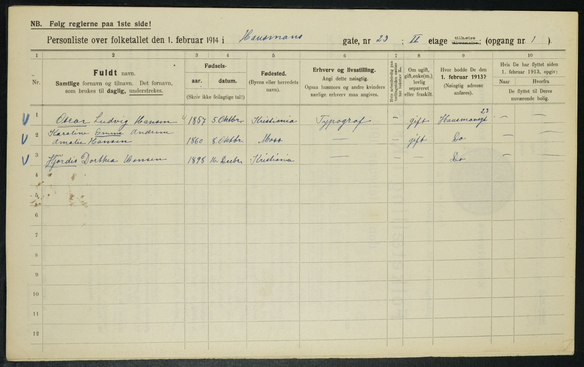 OBA, Municipal Census 1914 for Kristiania, 1914, p. 35552