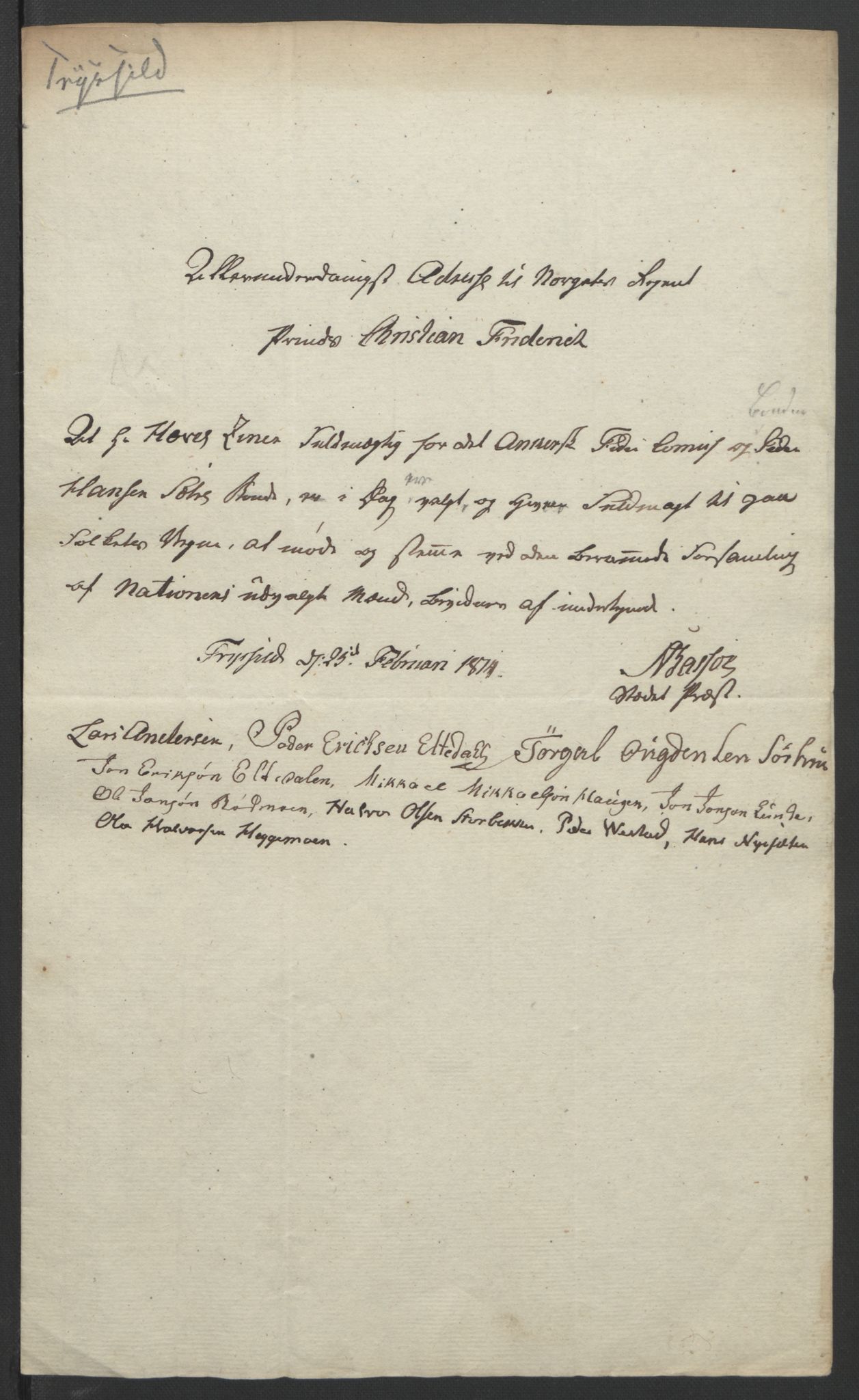 Statsrådssekretariatet, RA/S-1001/D/Db/L0007: Fullmakter for Eidsvollsrepresentantene i 1814. , 1814, p. 242