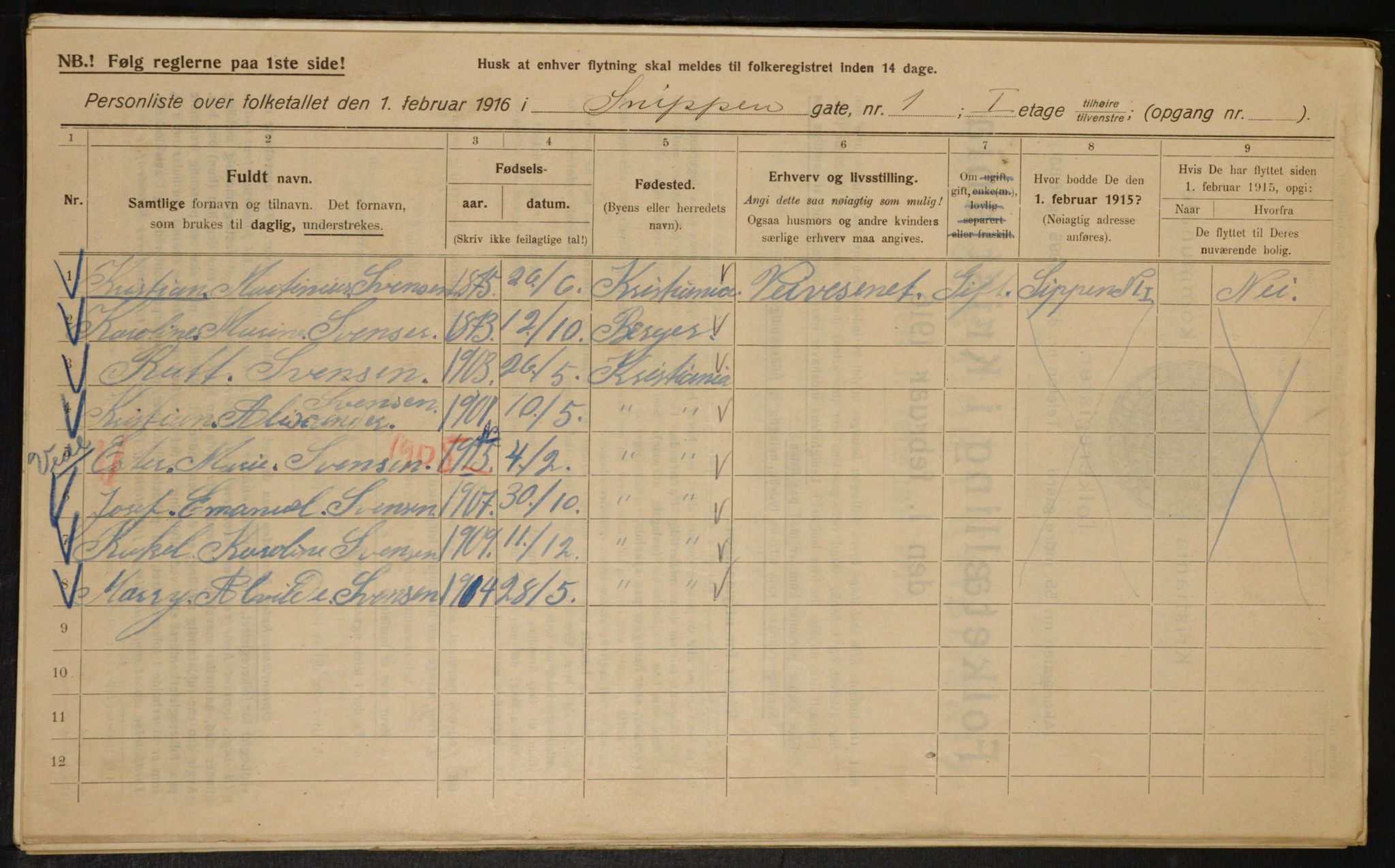 OBA, Municipal Census 1916 for Kristiania, 1916, p. 100447