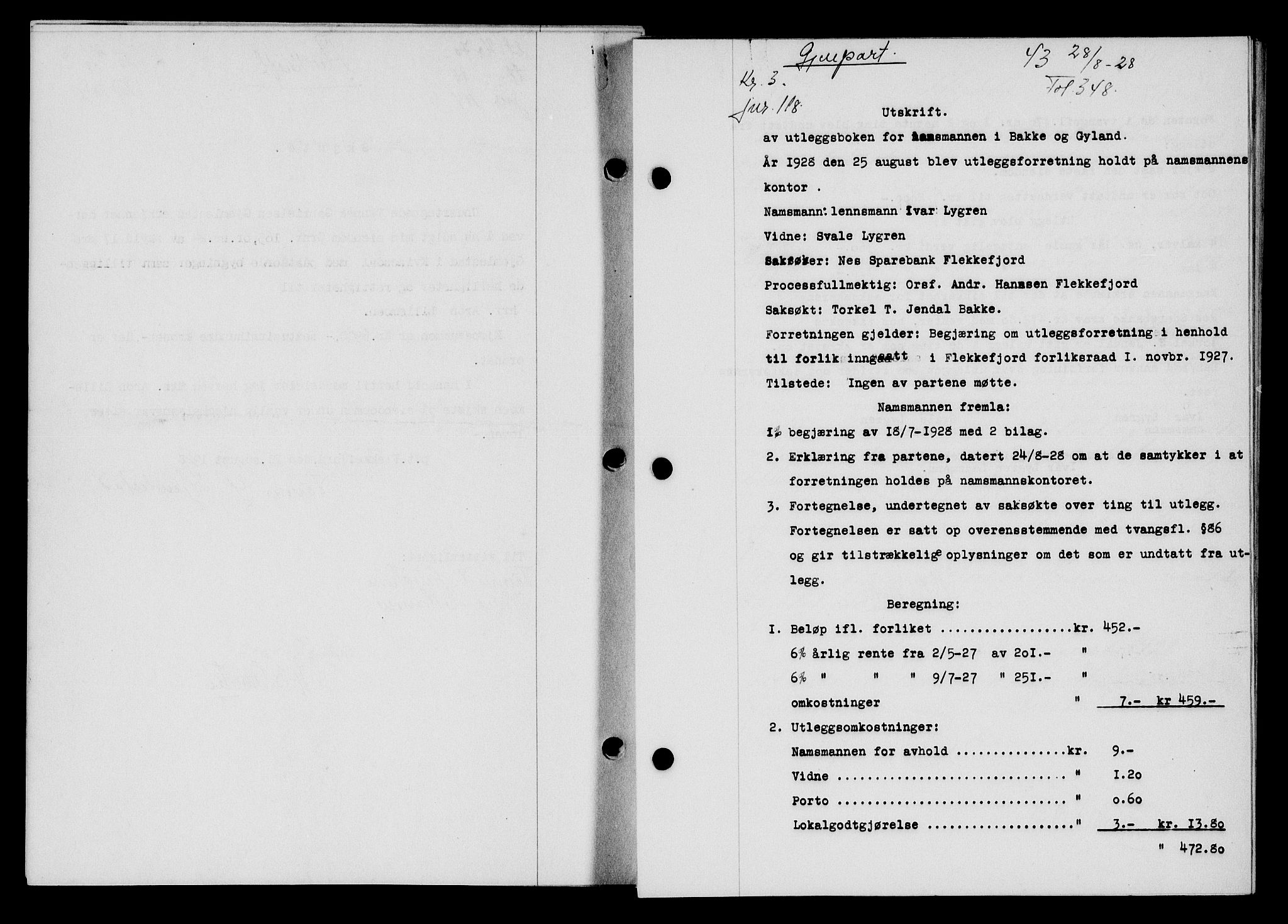 Flekkefjord sorenskriveri, AV/SAK-1221-0001/G/Gb/Gba/L0044: Mortgage book no. 42, 1928-1929, Deed date: 28.08.1928