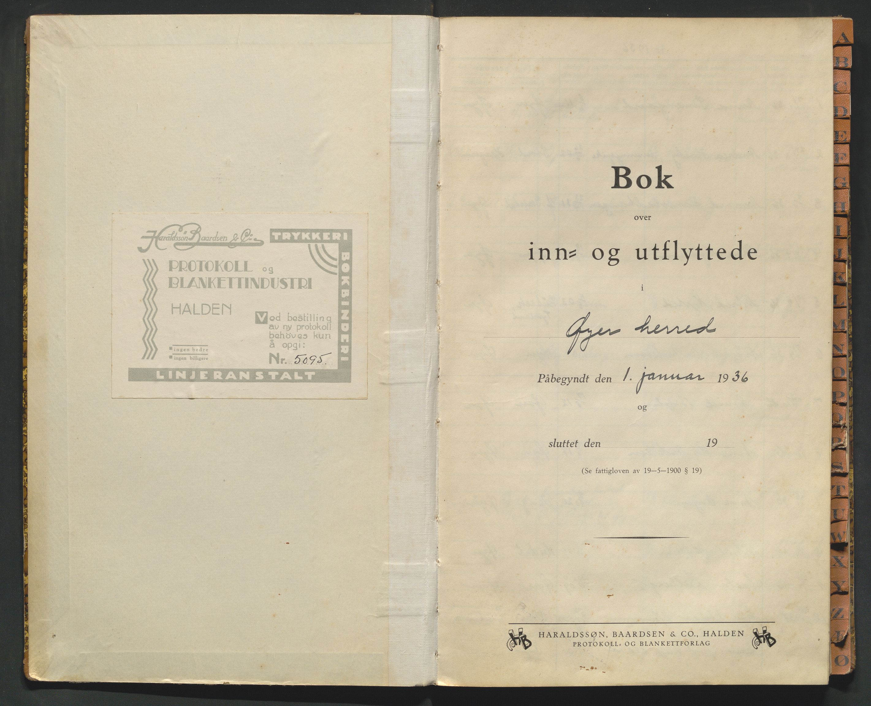 Øyer lensmannskontor, AV/SAH-PGØ-012/L/La/L0001/0002: Protokoller over inn- og utflyttede / Inn- og utflyttede, 1936-1943