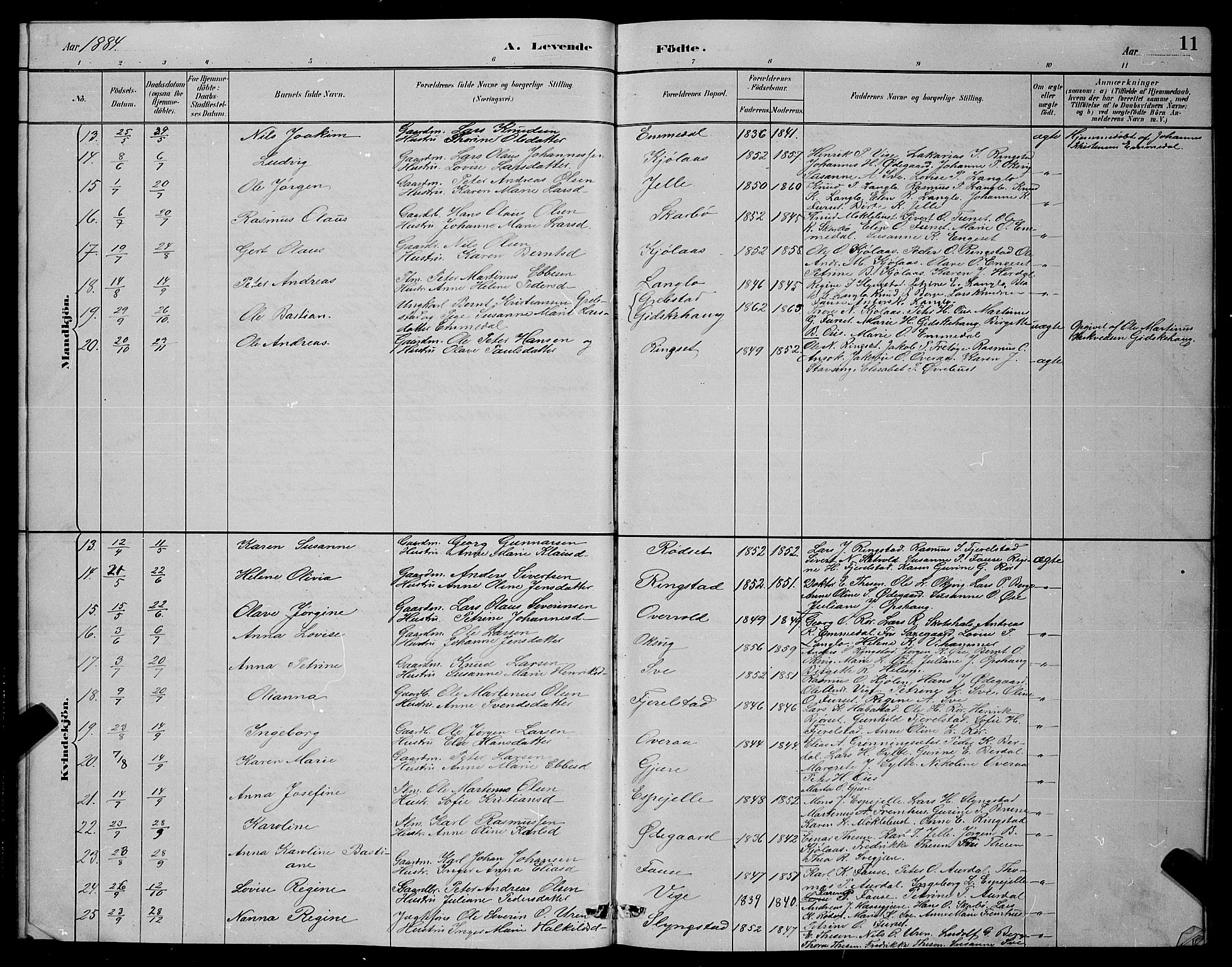 Ministerialprotokoller, klokkerbøker og fødselsregistre - Møre og Romsdal, AV/SAT-A-1454/520/L0292: Parish register (copy) no. 520C04, 1882-1901, p. 11