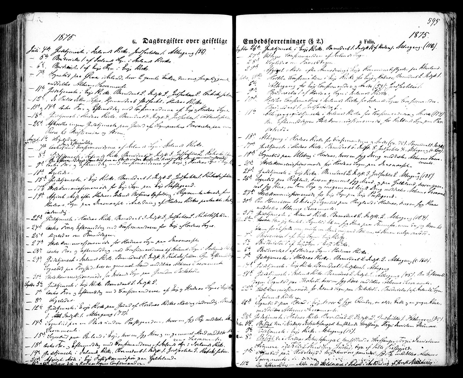 Evje sokneprestkontor, SAK/1111-0008/F/Fa/Faa/L0006: Parish register (official) no. A 6, 1866-1884, p. 595