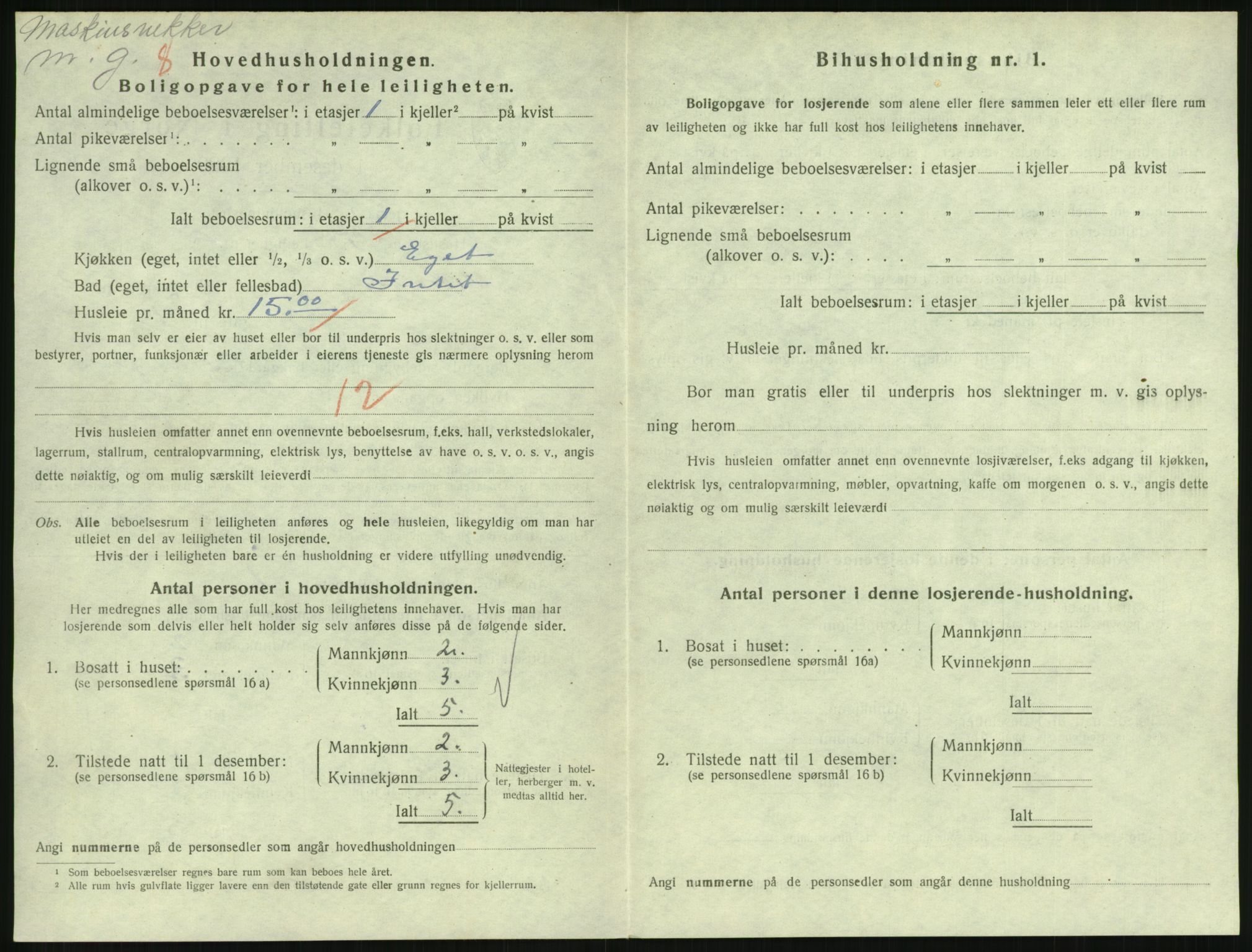 SAH, 1920 census for Lillehammer, 1920, p. 3361