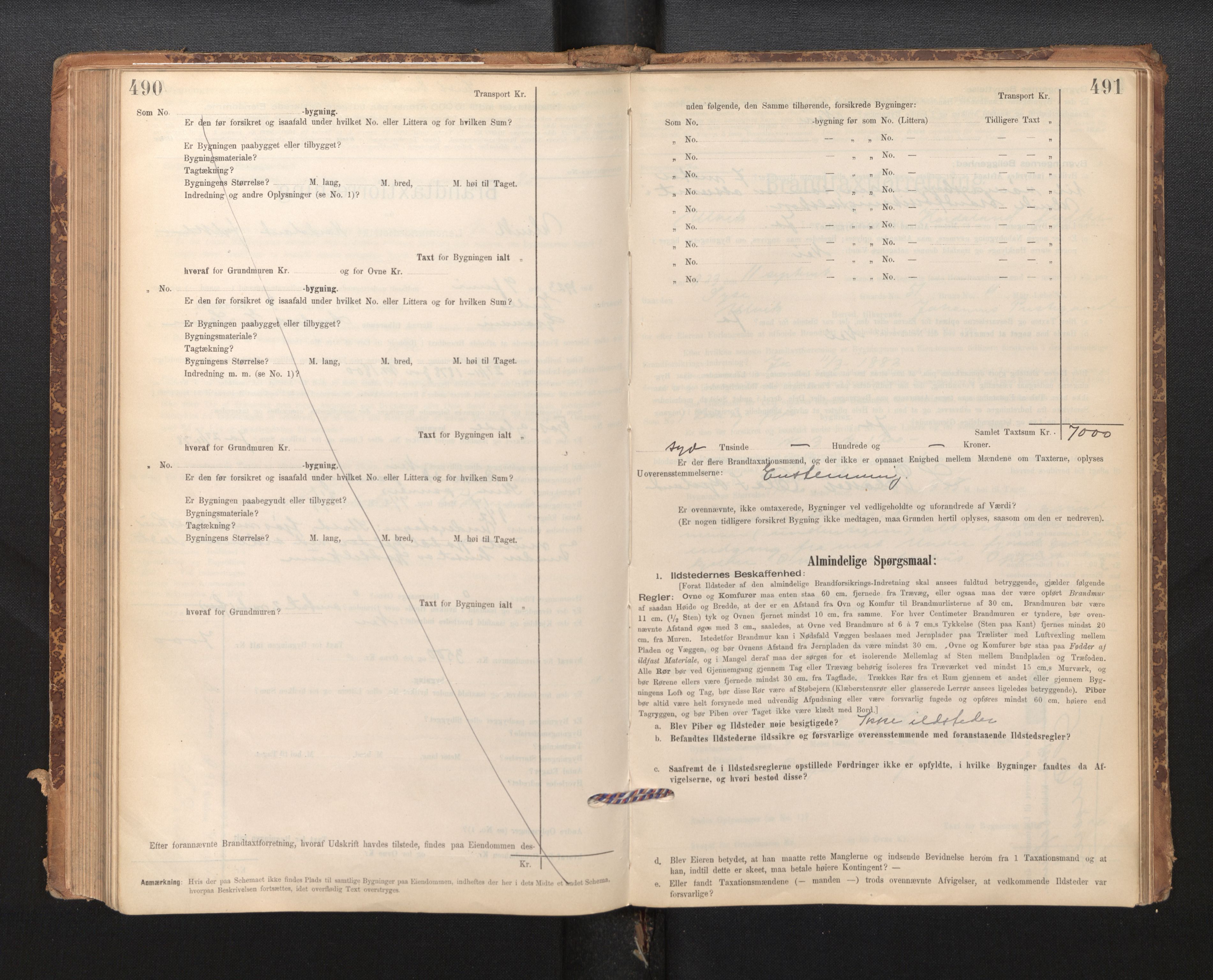 Lensmannen i Ulvik, AV/SAB-A-35601/0012/L0003: Branntakstprotokoll, skjematakst, 1895-1946, p. 490-491