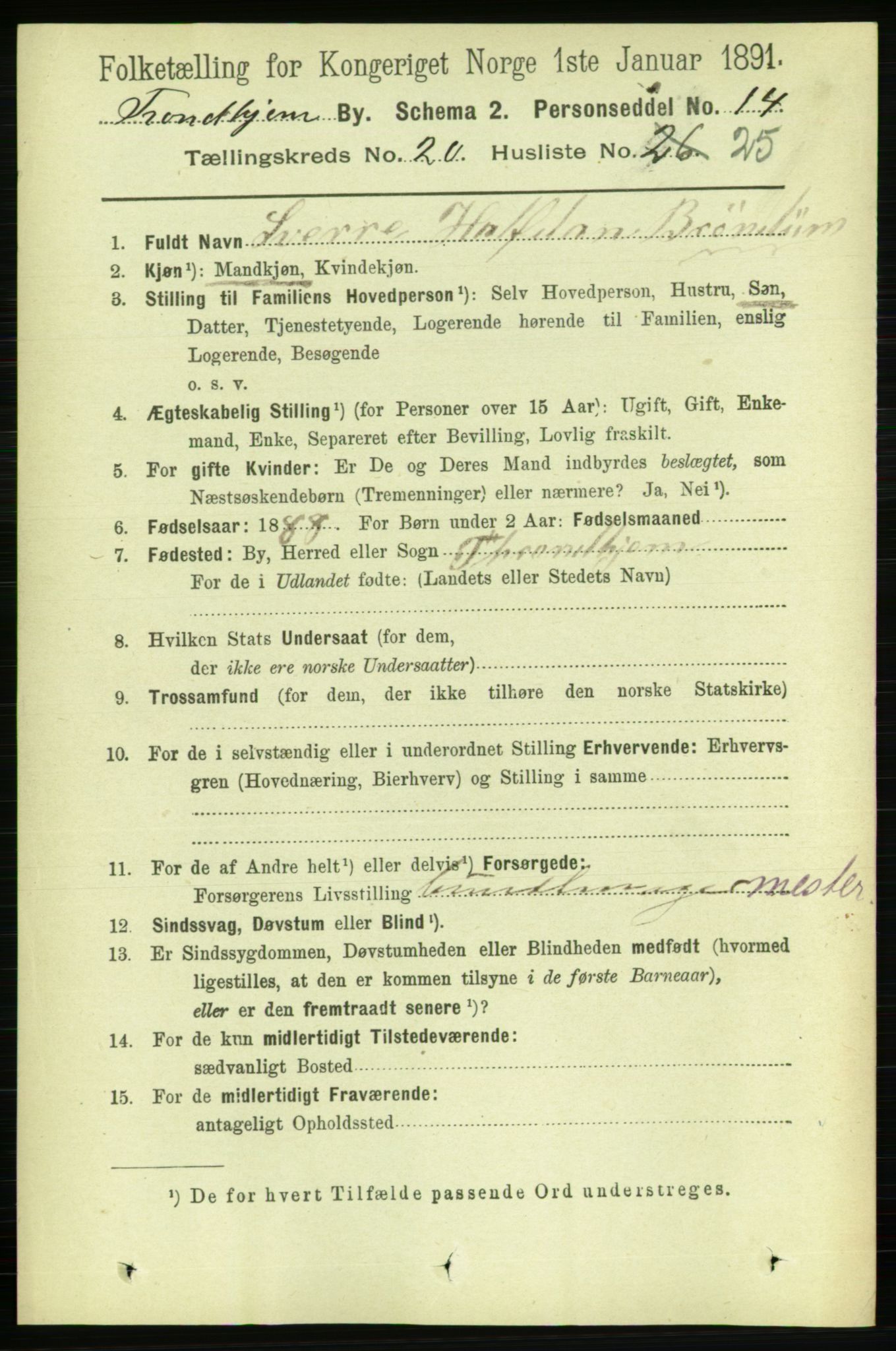 RA, 1891 census for 1601 Trondheim, 1891, p. 15514