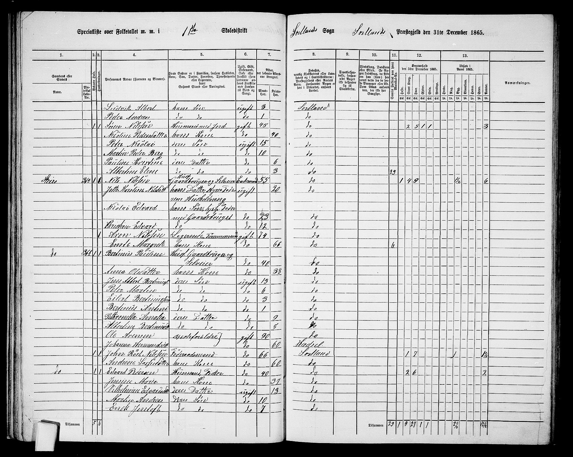 RA, 1865 census for Sortland, 1865, p. 36