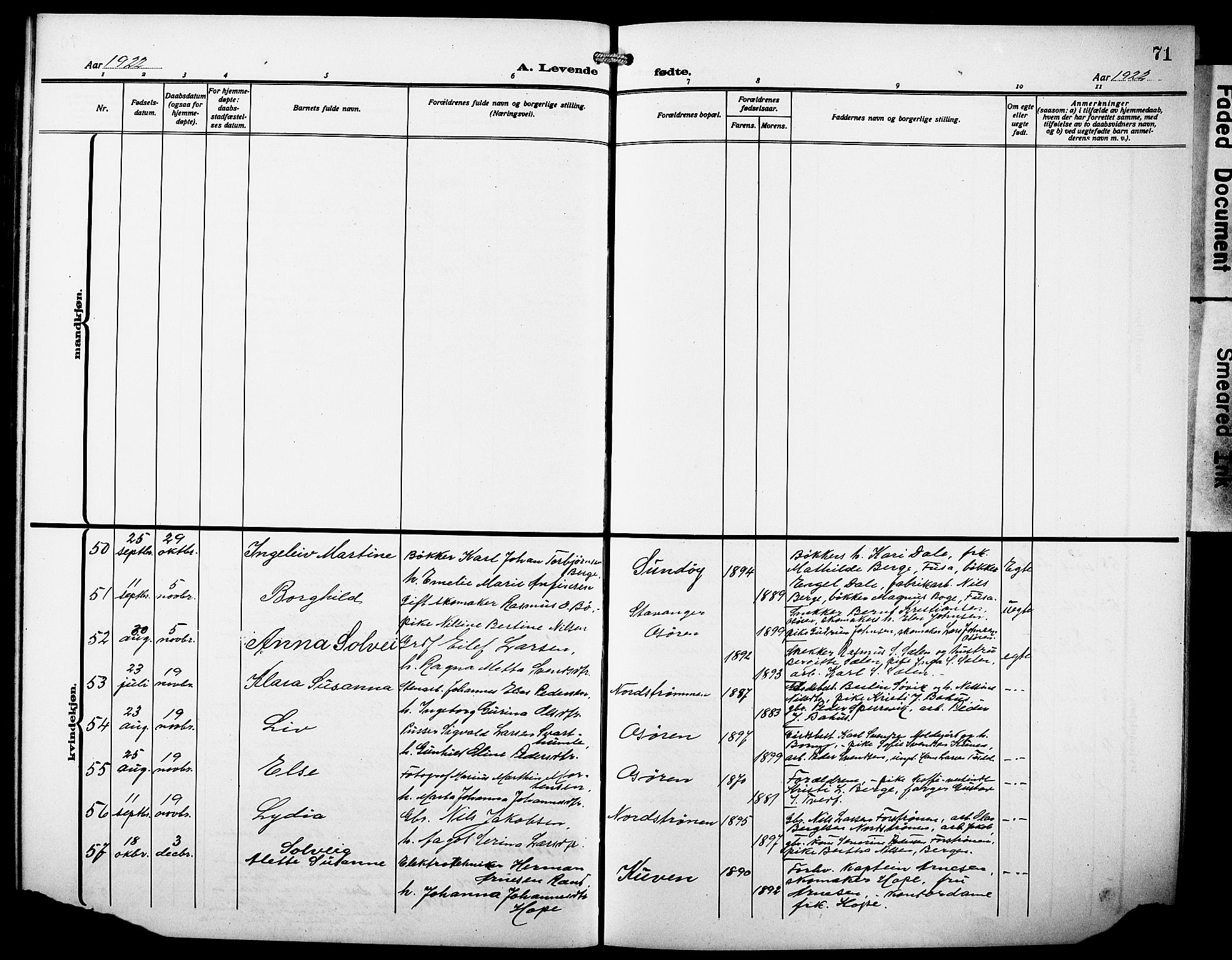 Os sokneprestembete, AV/SAB-A-99929: Parish register (copy) no. A 4, 1914-1923, p. 71