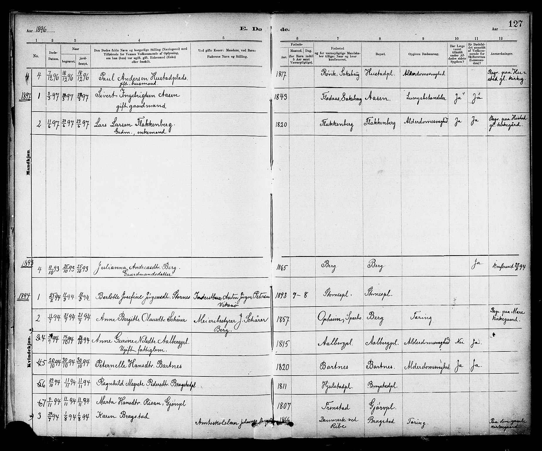 Ministerialprotokoller, klokkerbøker og fødselsregistre - Nord-Trøndelag, SAT/A-1458/732/L0318: Parish register (copy) no. 732C02, 1881-1911, p. 127