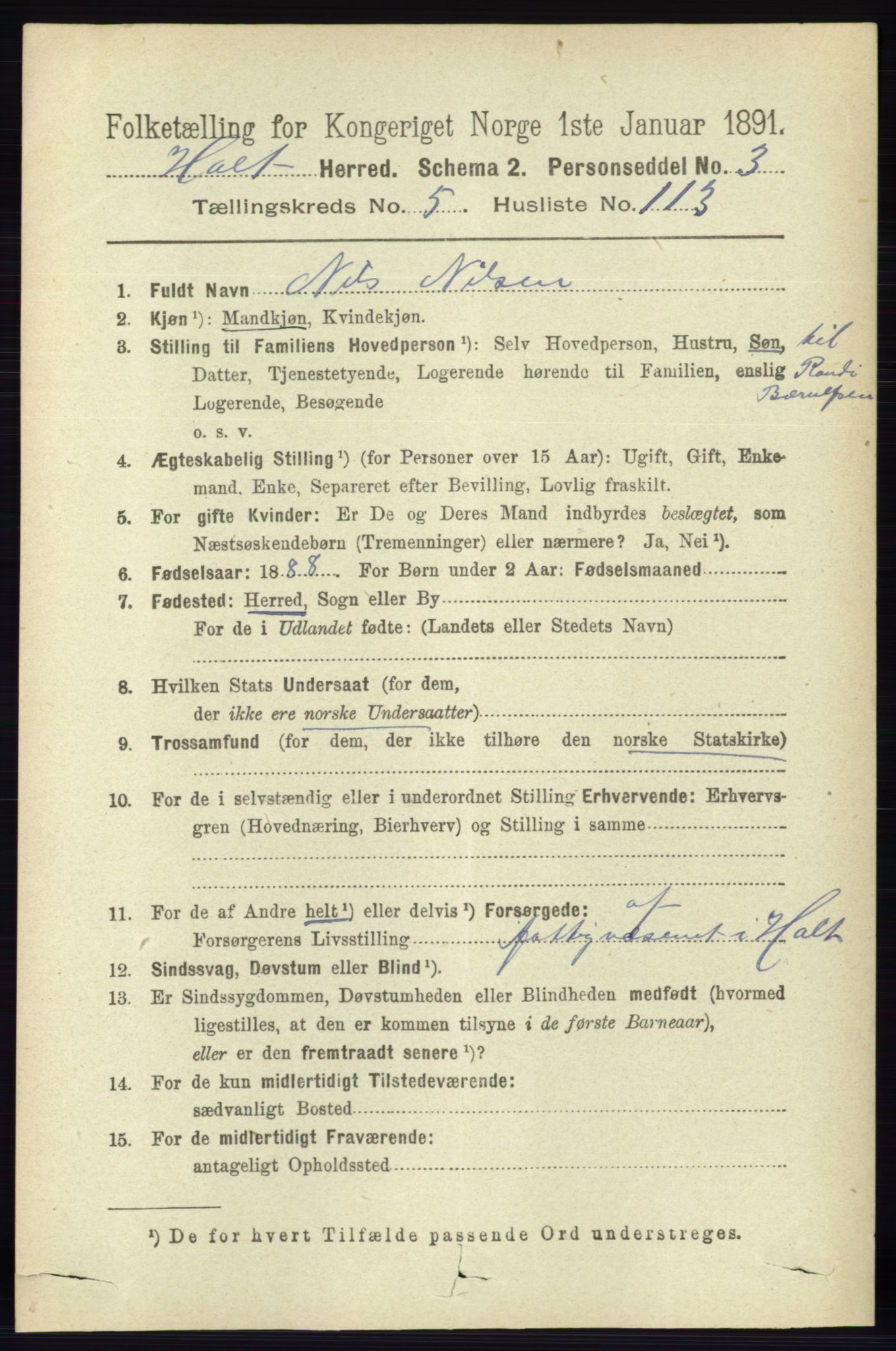 RA, 1891 census for 0914 Holt, 1891, p. 2926