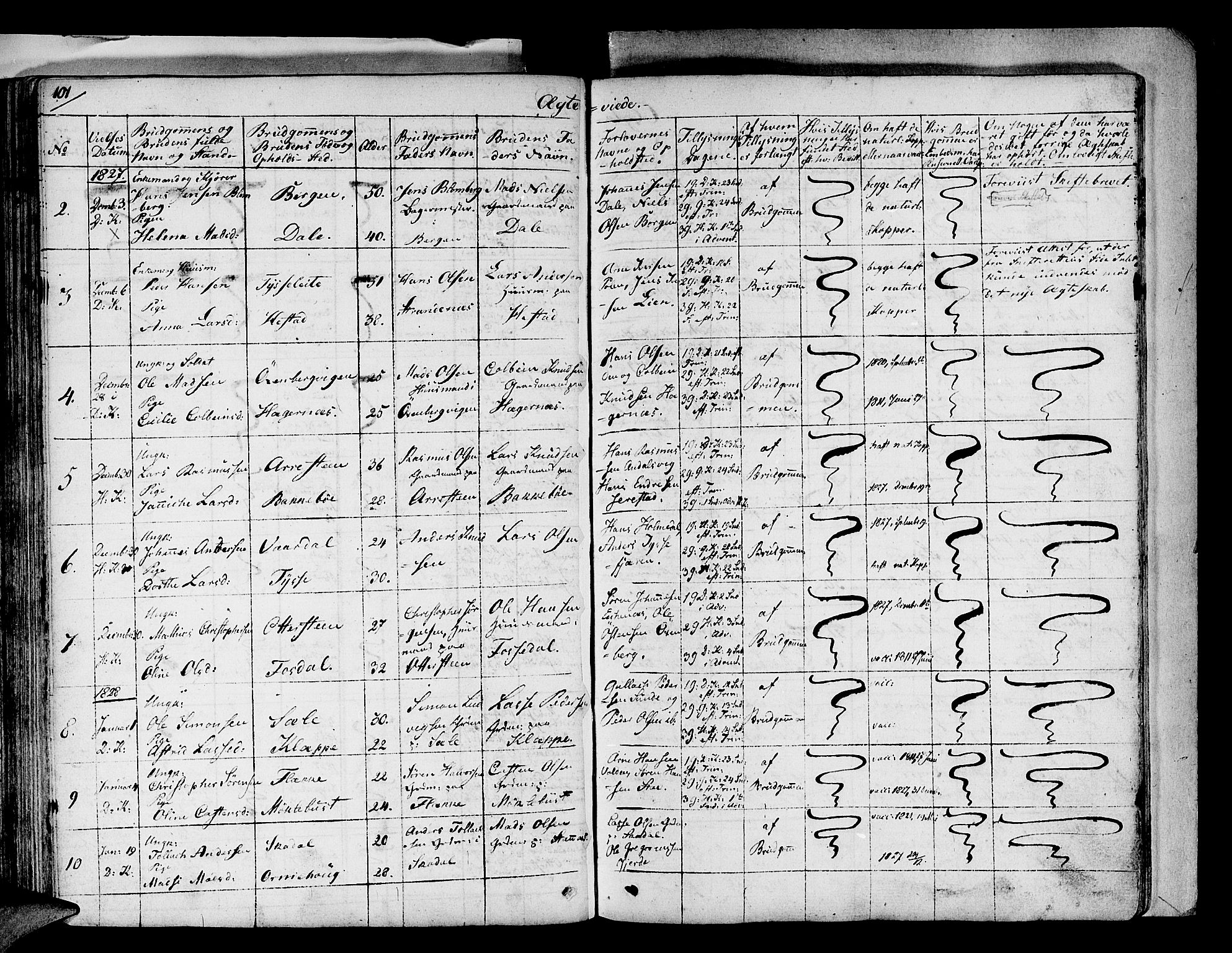 Fjaler sokneprestembete, SAB/A-79801/H/Haa/Haaa/L0005: Parish register (official) no. A 5, 1821-1835, p. 101