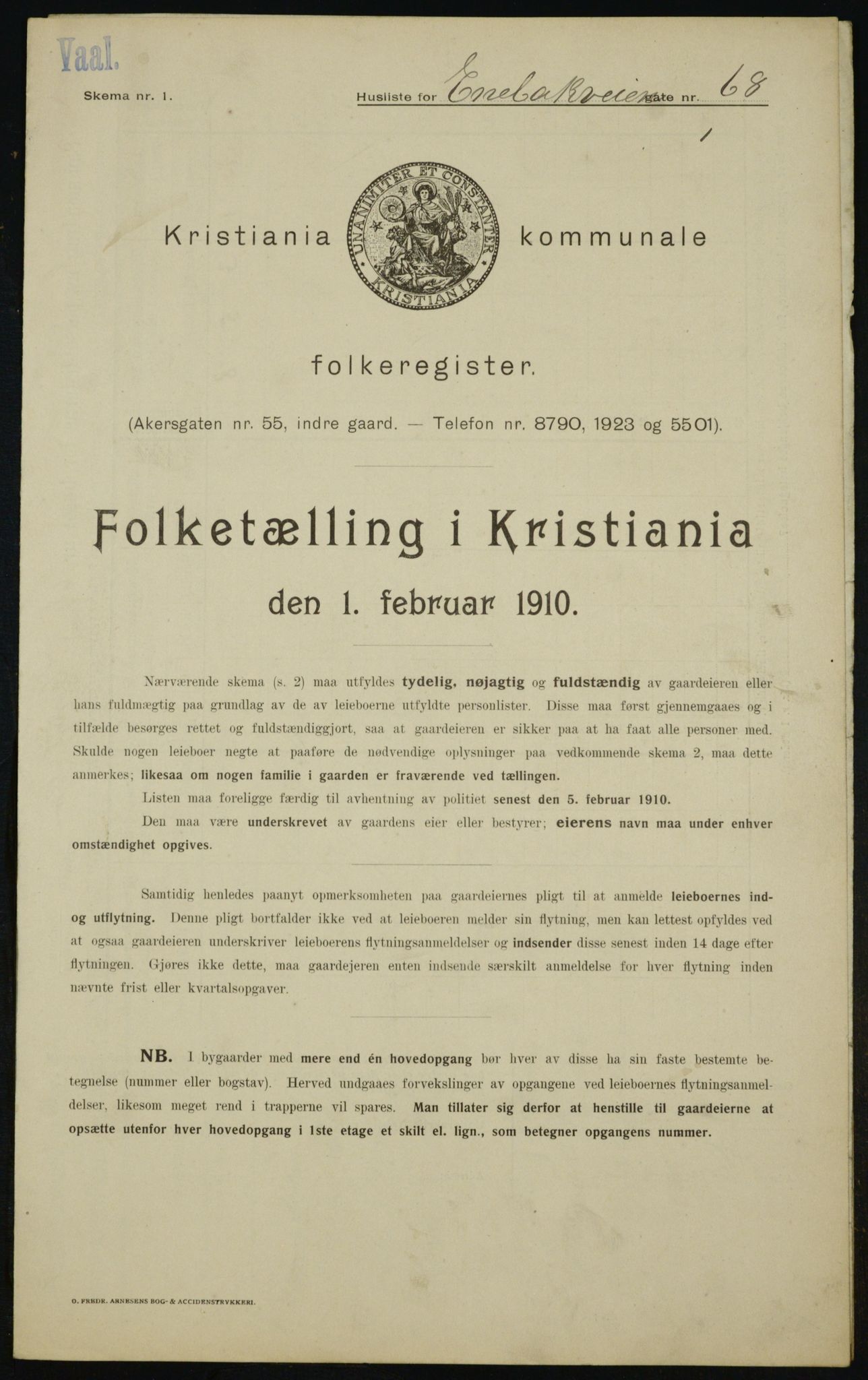 OBA, Municipal Census 1910 for Kristiania, 1910, p. 19677